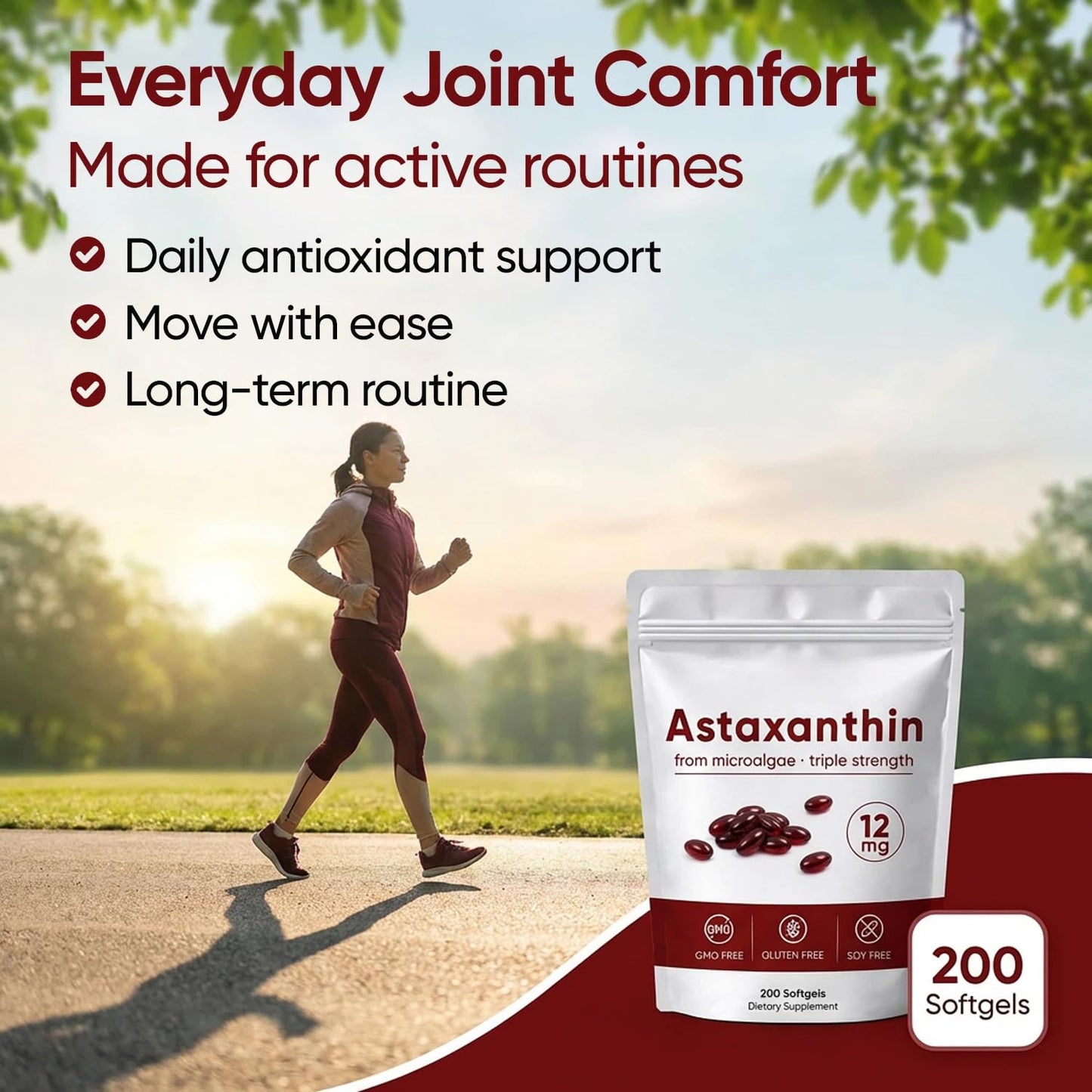 ROVINA Astaxanthin 12 mg Softgels, 200 Softgels