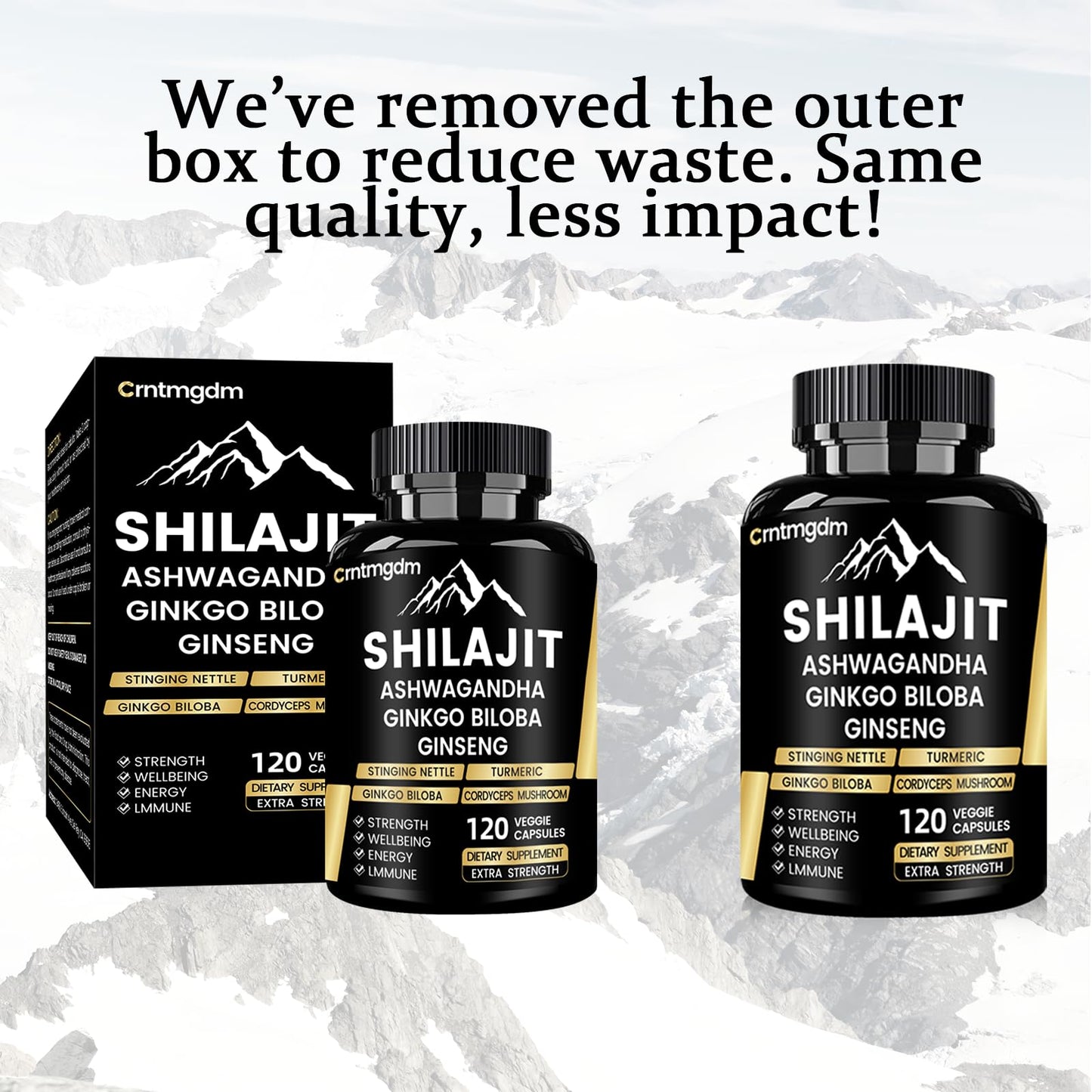 Juebingy Shilajit Capsules 20,000mg Pure Himalayan Organic Shilajit with Ashwagandha, Premium Himalayan Shilajit Supplement, 120 Capsules