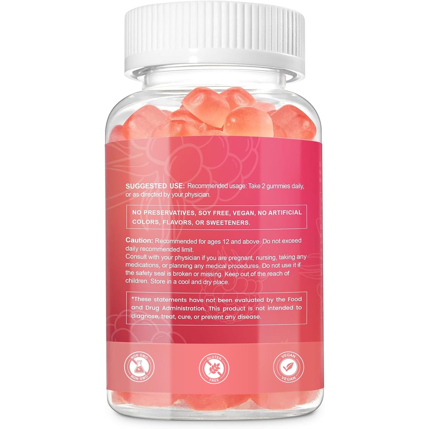Esverco Biotin 10000mcg Keratin Collagen Gummies Hair Nail Vegan Raspberry 60 Count