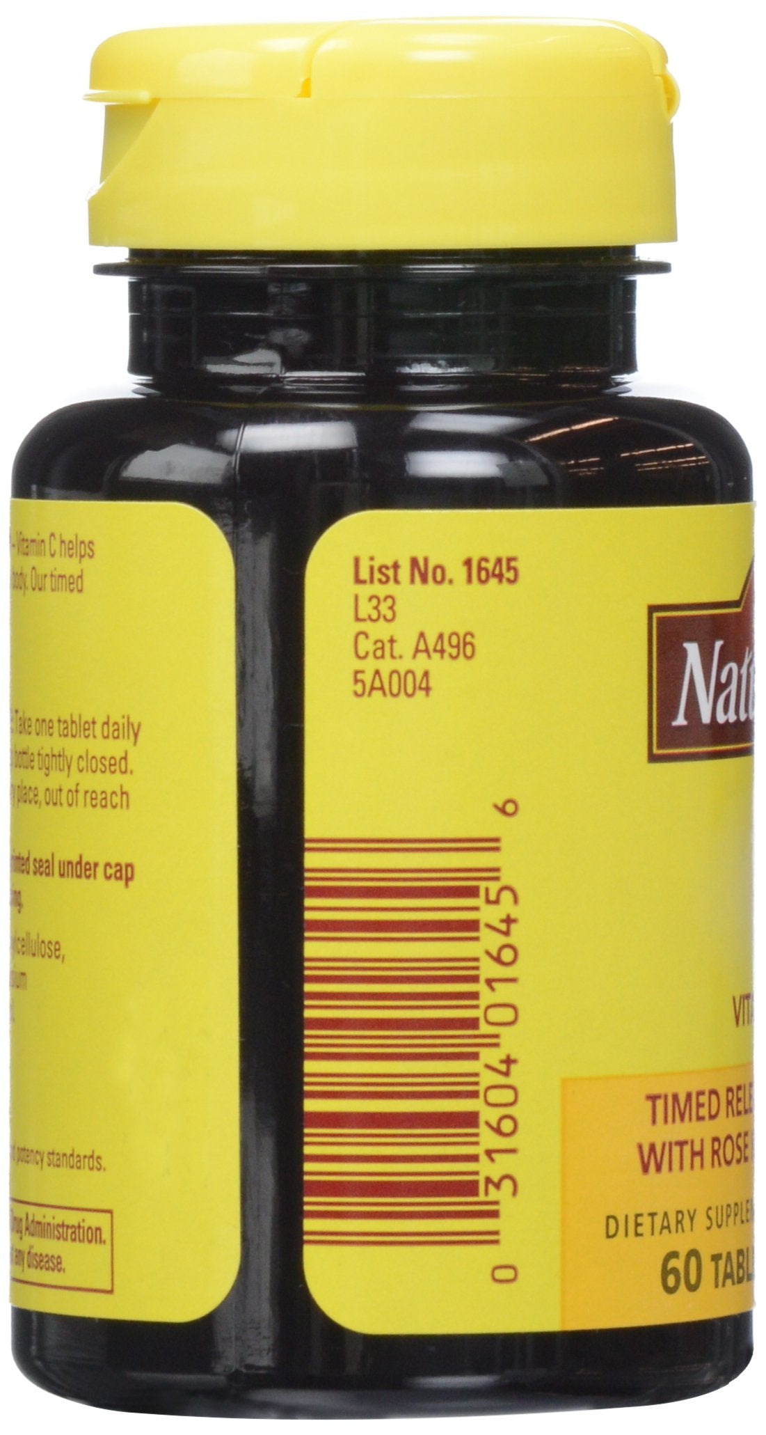 Nature Made Vitamin C 500 mg Timed Release Rose Hips Tablets 60 Count