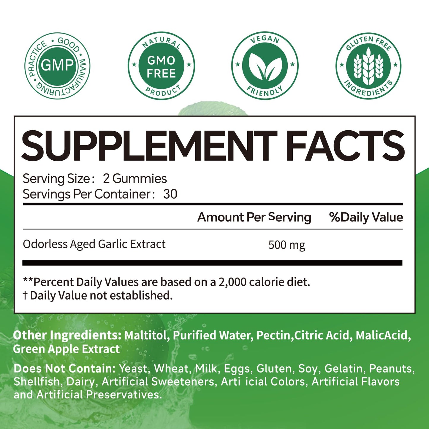 LallaBest Odorless Aged Garlic Extract Gummies, 60 Gummies