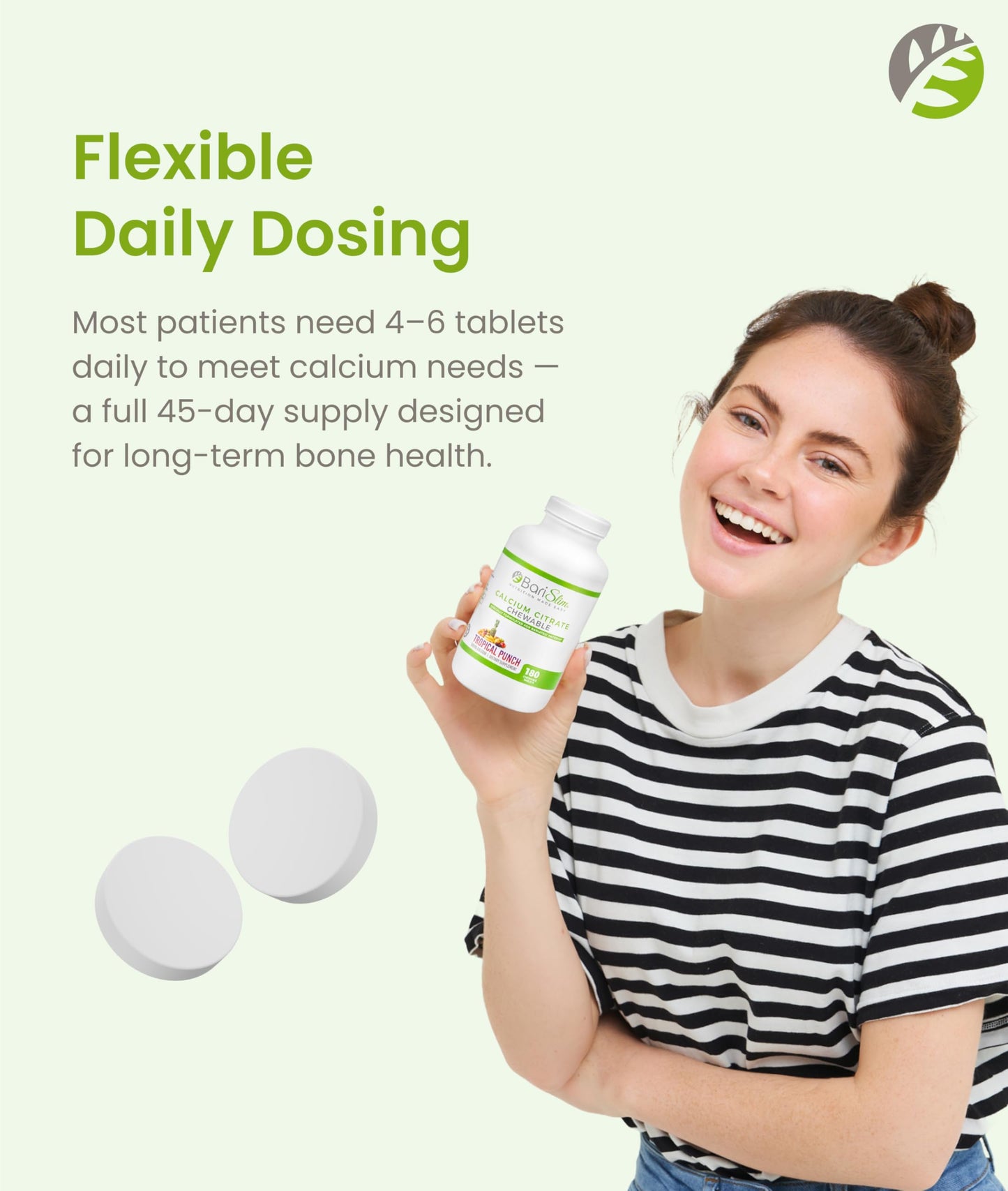 BariSlim Bariatric Calcium Citrate with Magnesium Citrate & Vitamin D Tablet, 180 Count
