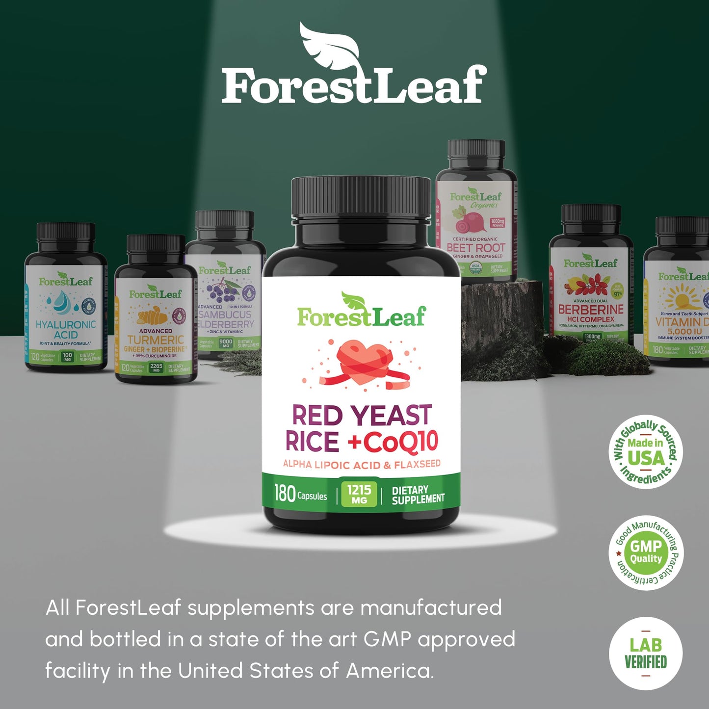 ForestLeaf Red Yeast Rice with CoQ10 Supplement 180 Capsules