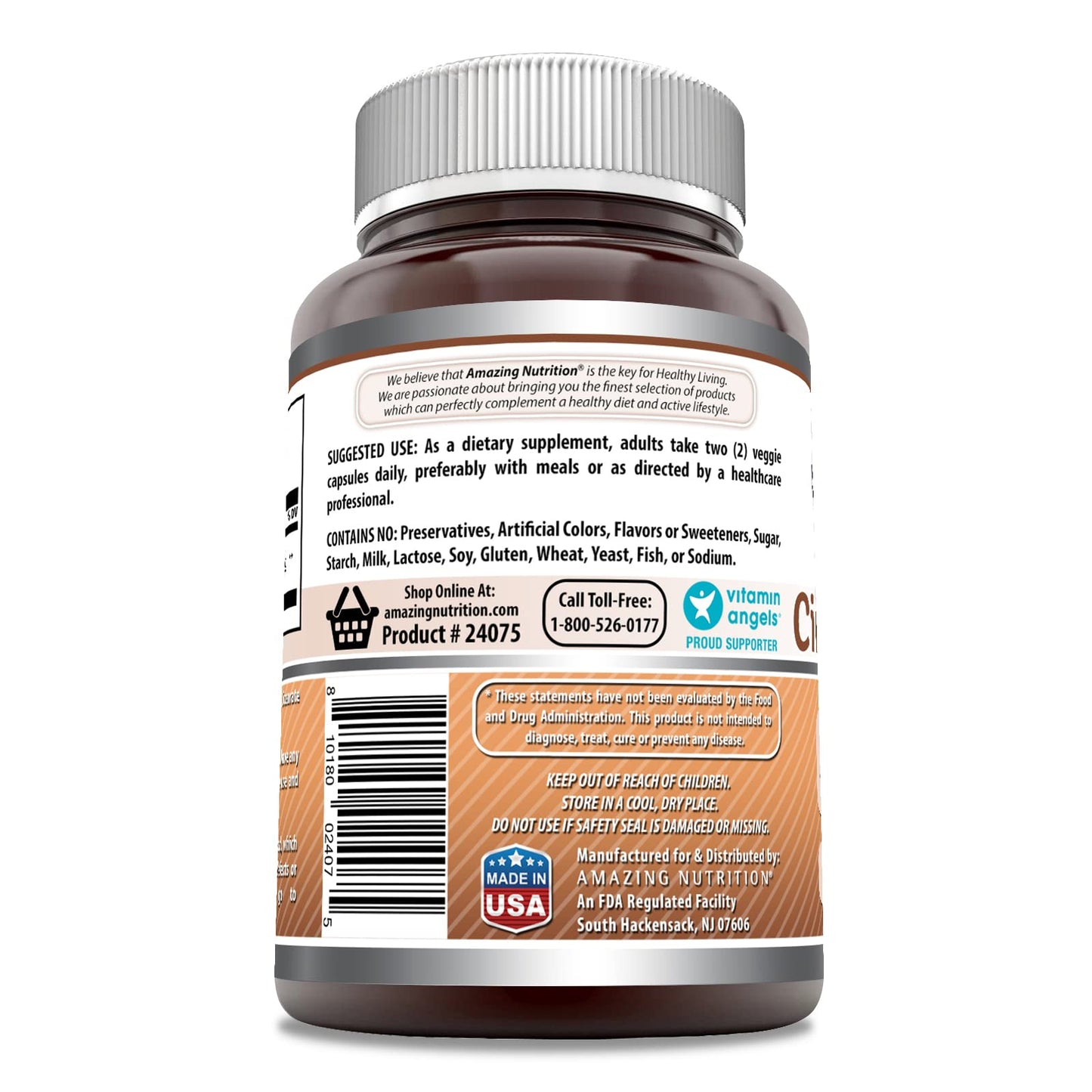 Amazing Nutrition Cinnamon Bark Supplement Capsules 200 Veggie Capsules
