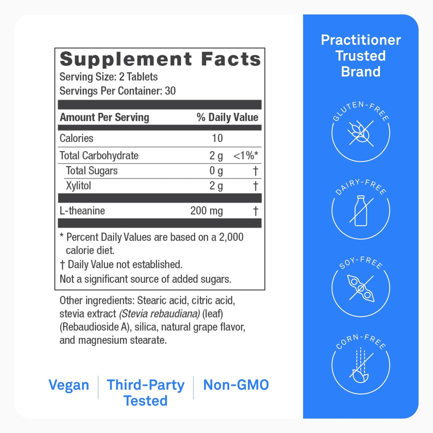 NeuroScience GABA Trex Tablets - Chewable GABA & L-Theanine Supplement and Calm Aid for Rest, Relaxation and Stress Support - Vegan Sleep Aid, Grape Flavored, 60 Tablets