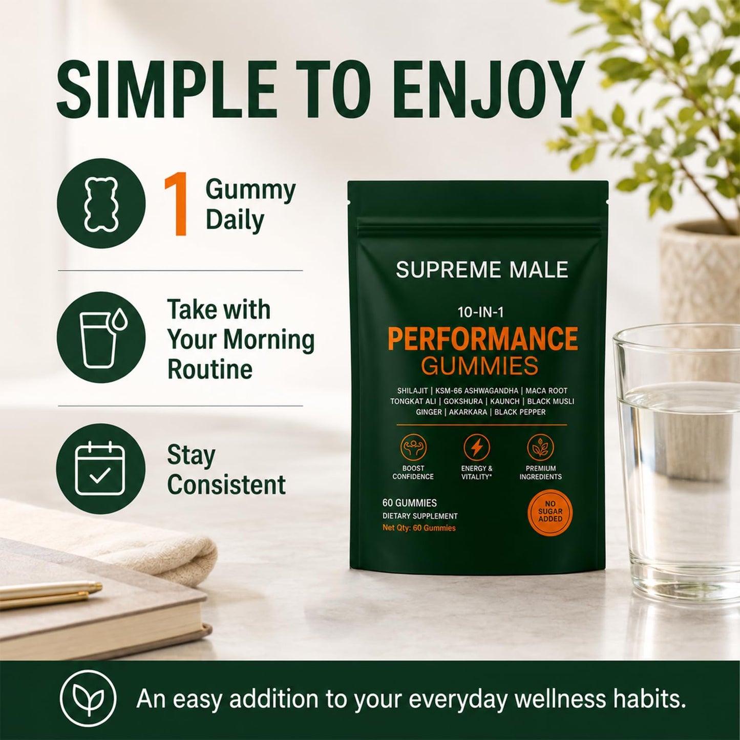 LUXEBARE Supreme Male 10 in 1 Alpha Gummies, 60 Count