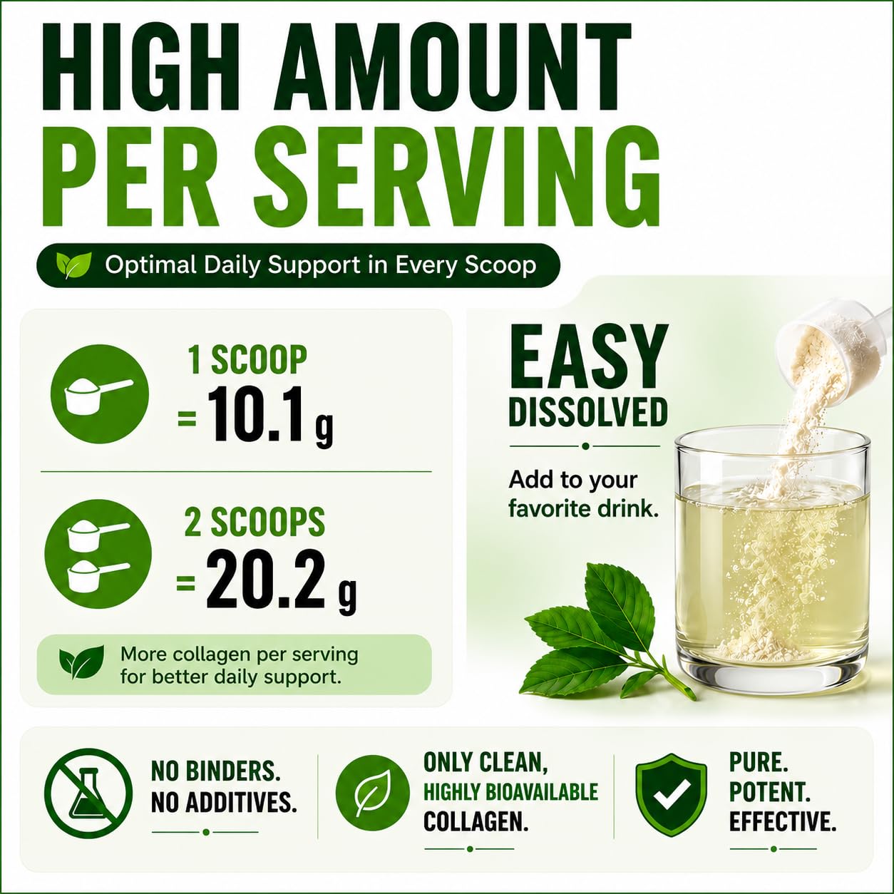 HCL Herbal Code Labs Collagen Peptides Powder with Vitamin C & Hyaluronic Acid, Hydrolyzed Multi Type I, II, III, V, X, 1 oz