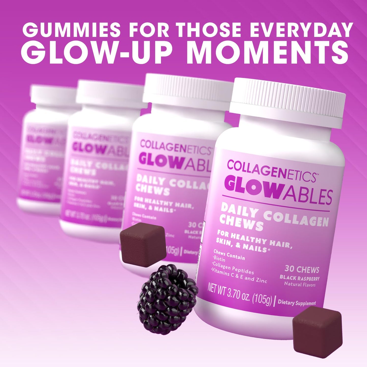 Devoted Creations Collagenetics Glowables Daily Collagen Chews Gummy 30 Count