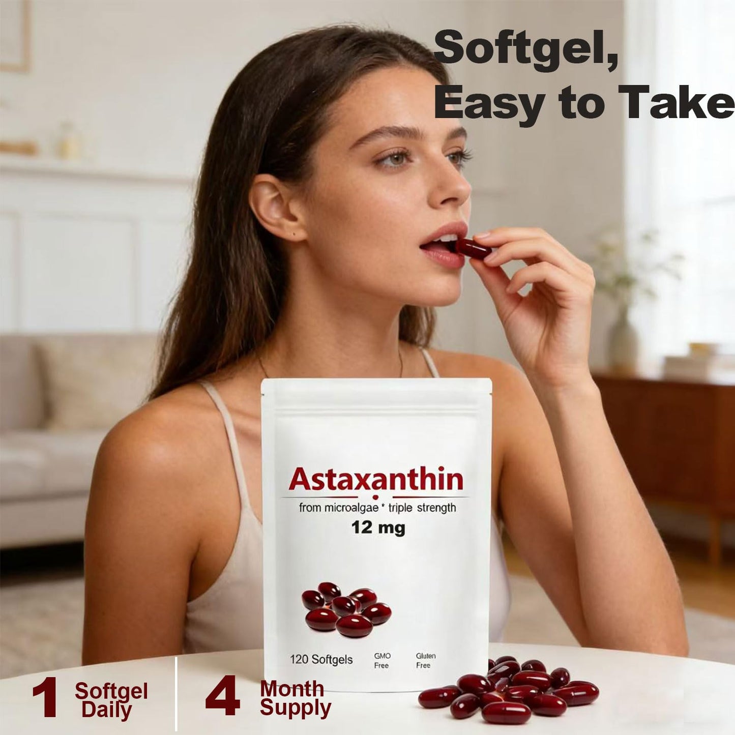 Axathibllu Astaxanthin 12mg Softgels, 120 Count