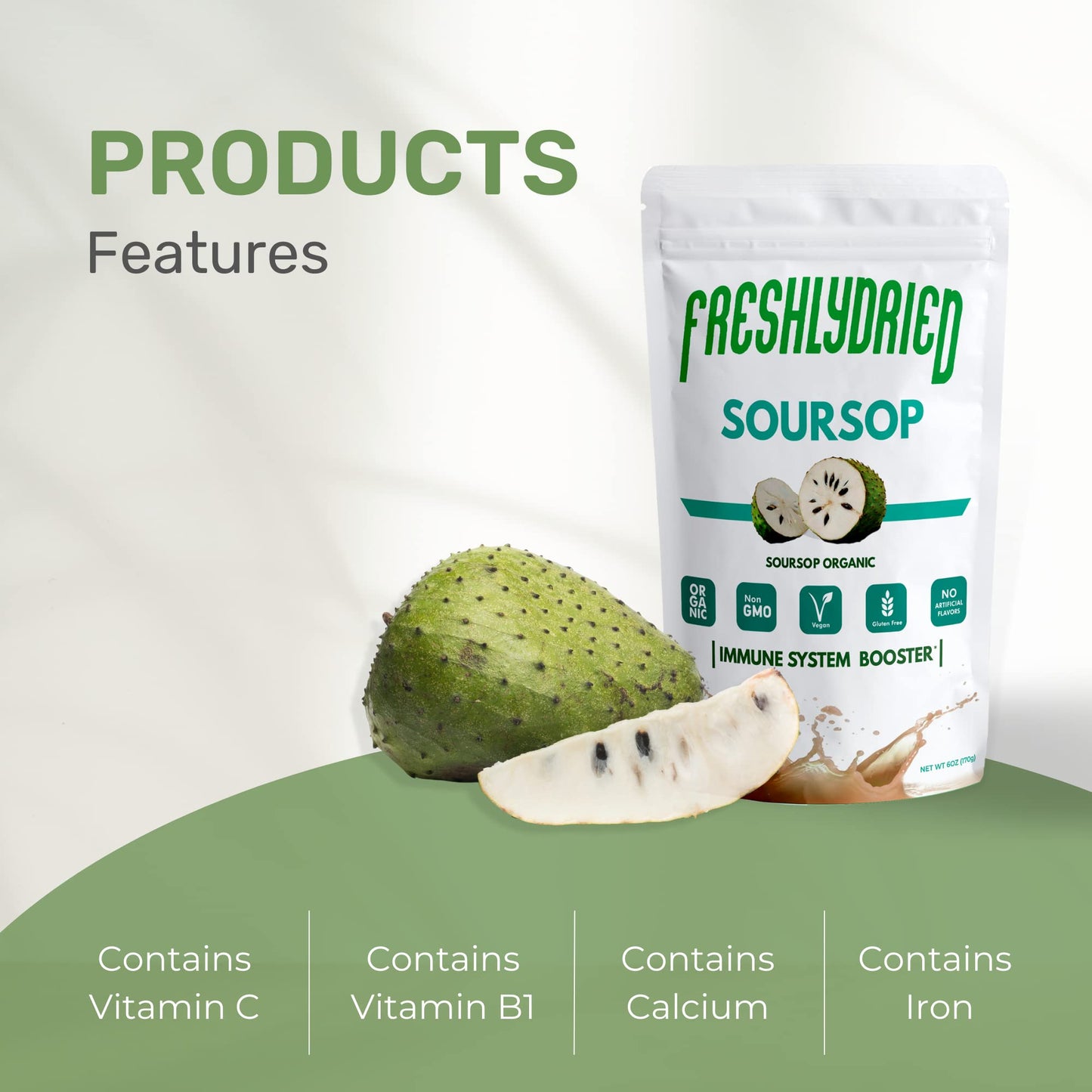 Freshlydried Concentrated Soursop - Graviola - Guanabana Powder 6 Oz