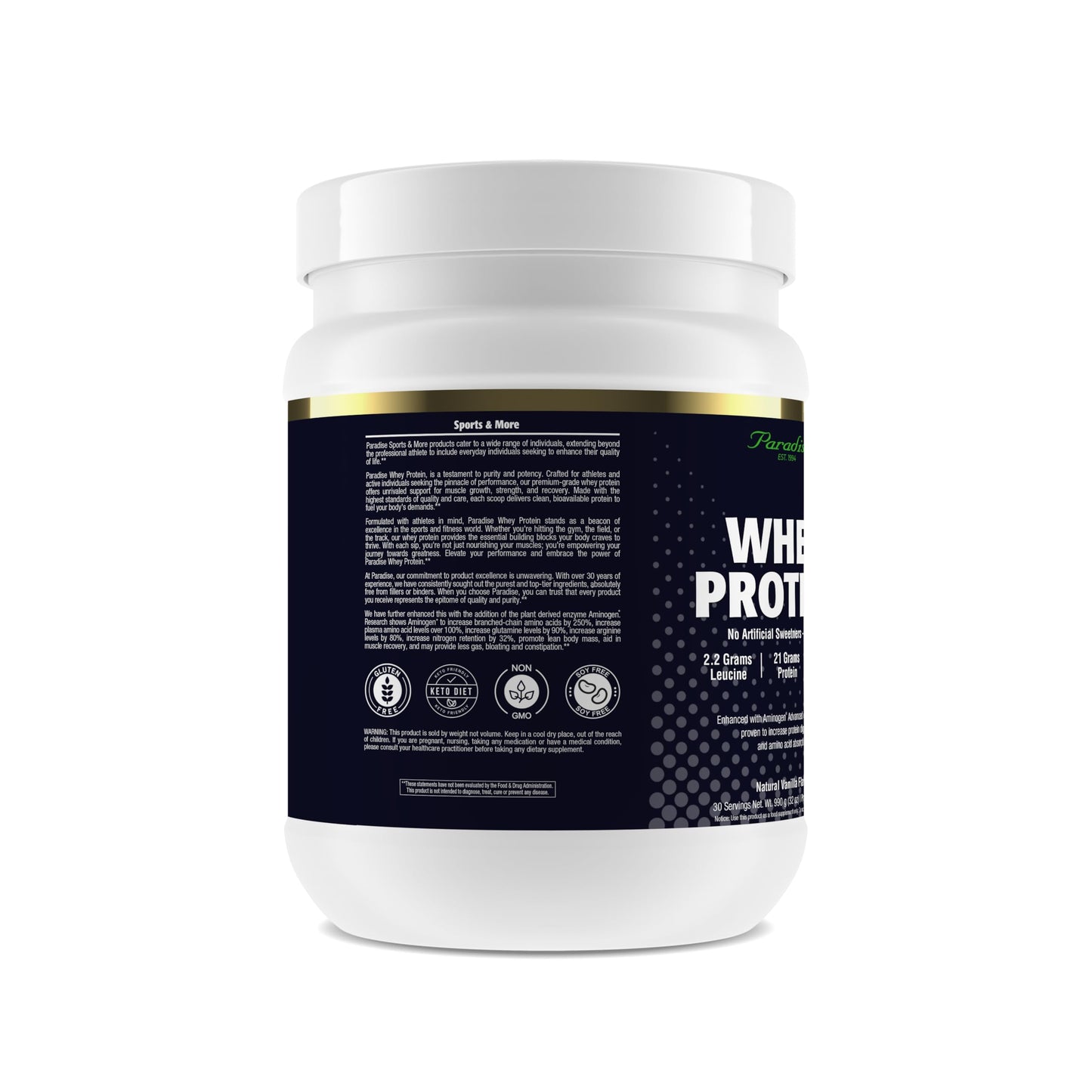 Paradise Herbs 100% Whey Protein Powder Vanilla, 32 Servings