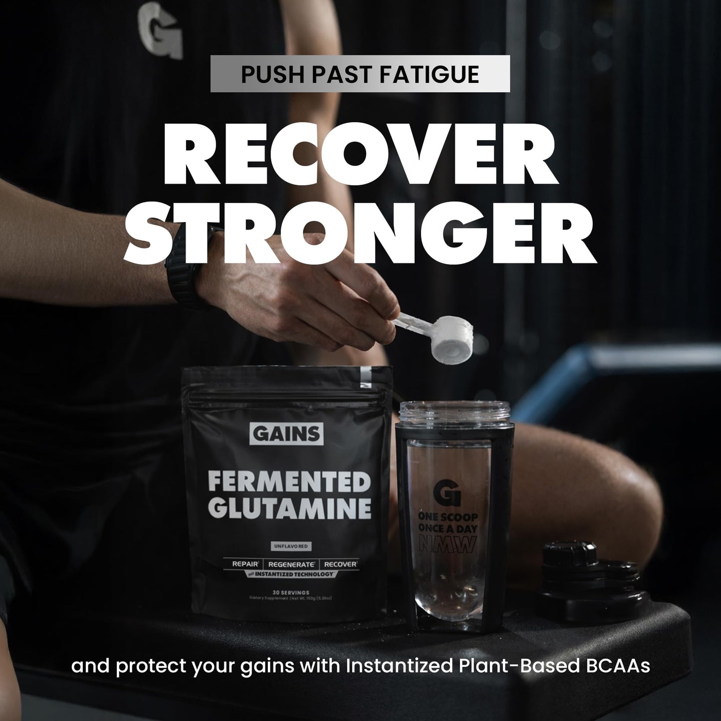 Gains in Bulk BCAA Powder Pre Workout Plant Based Branch Chain Amino Acids, 30 Servings