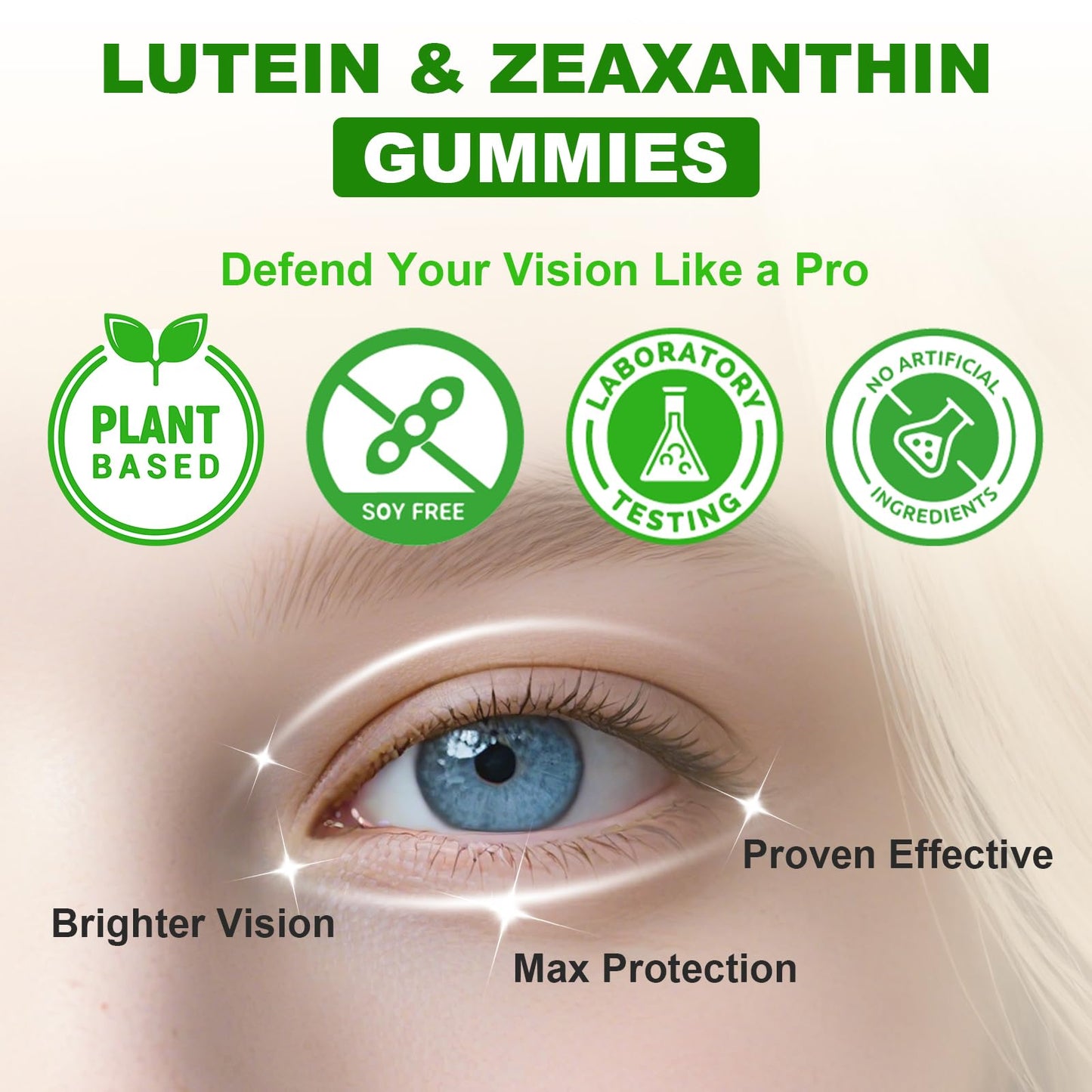 Flyrocer Sugar Free Lutein 25mg with Zeaxanthin Gummies, 60 Count