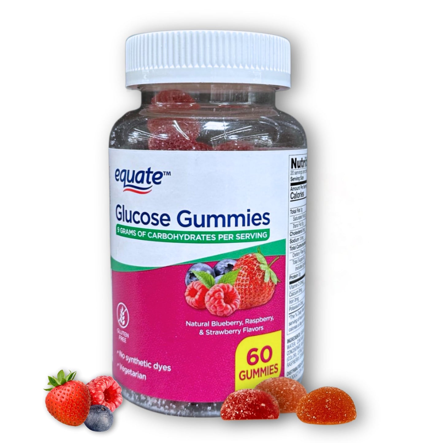 FUSION SHOP STORE Glucose Gummies- Blueberry Raspberry and Strawberry Flavor, 60 Gummies