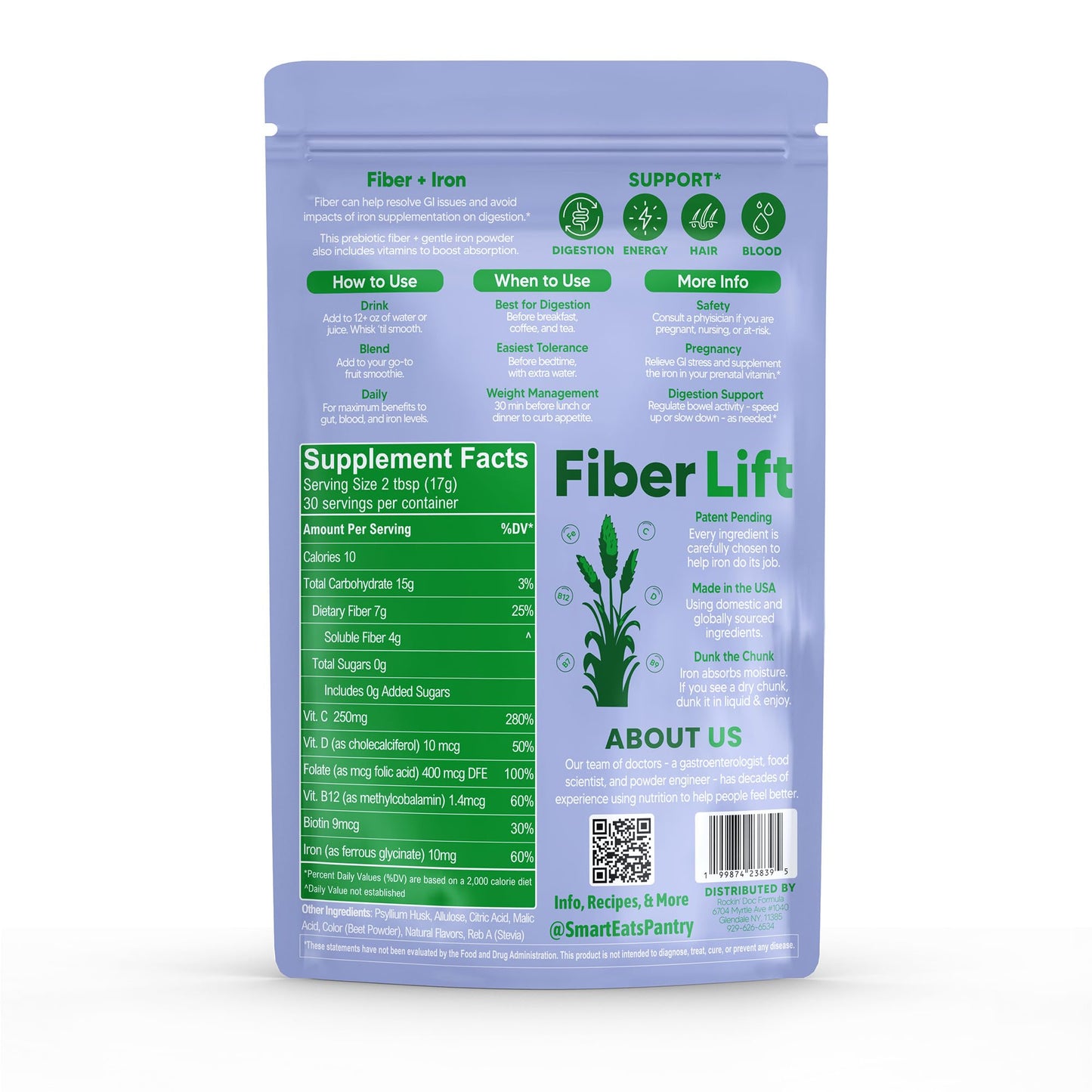 Smart Eats Fiber Lift Psyllium Husk Powder 18.3 oz