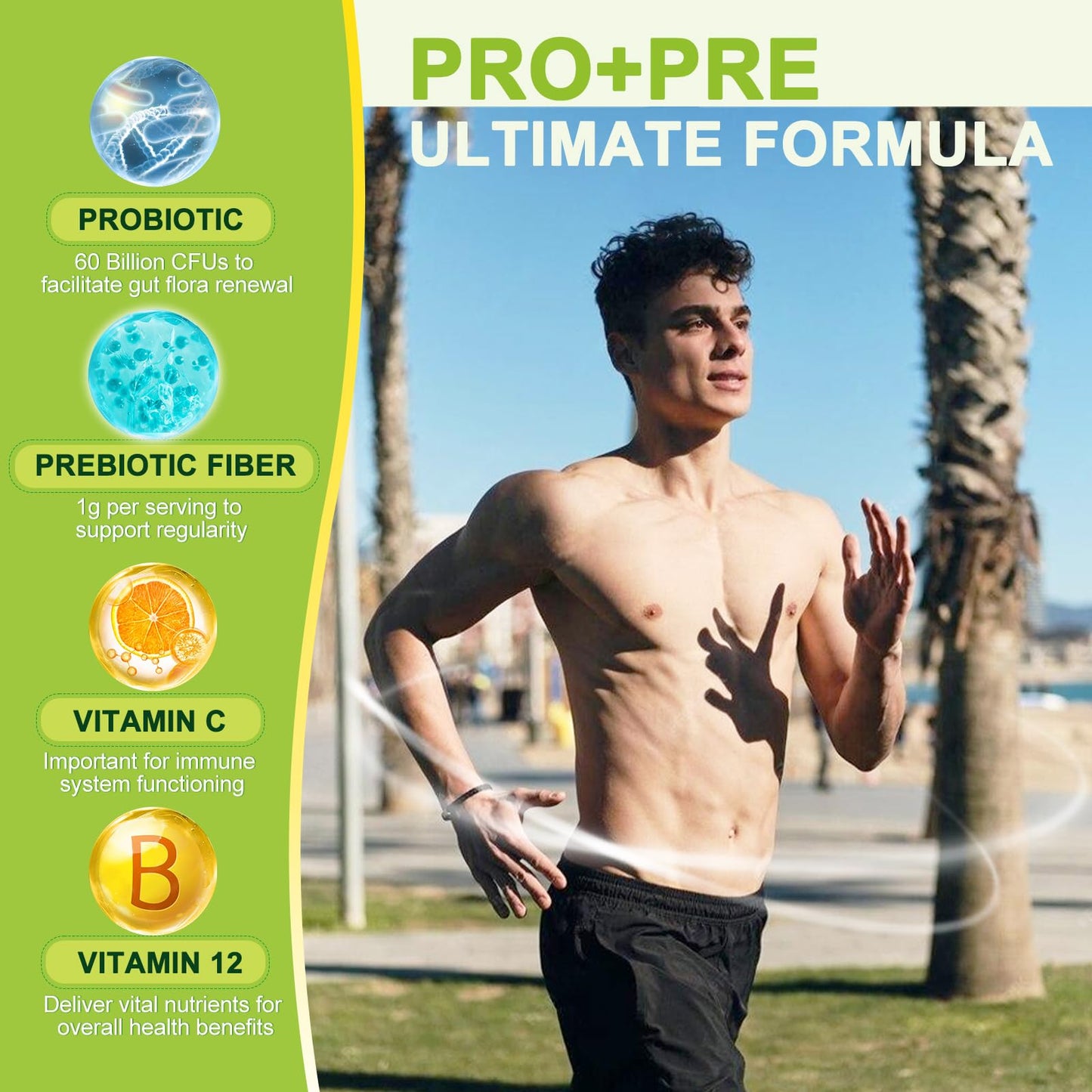 Nature Target Prebiotic Fiber Supplement with 60 Billion Probiotics for Digestive Health Capsule 120 Count