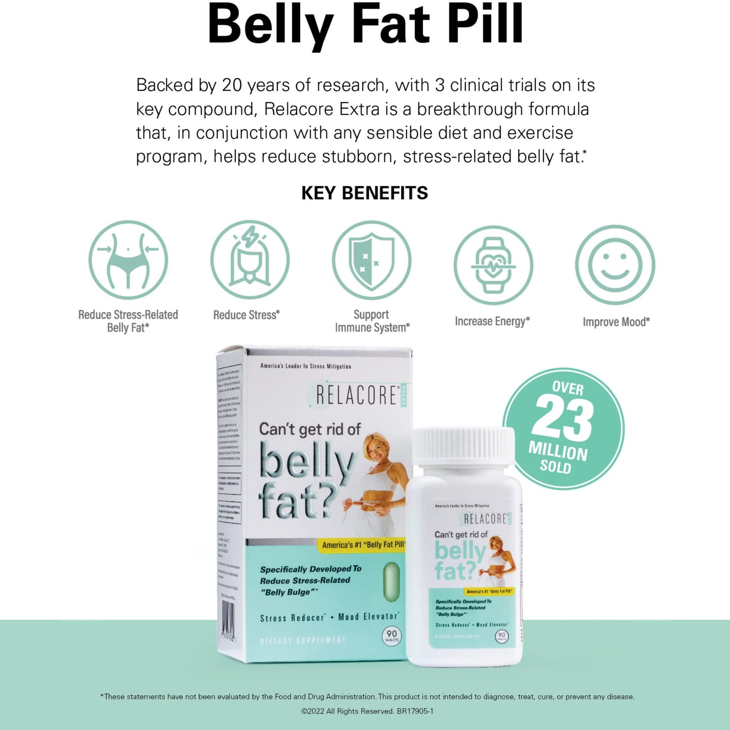 Relacore Extra Maximum Strength - Cortisol Supplements for Women - Reduce Cortisol Related Belly Fat - Stress Relief Supplement - Calm Mind - Improved Mood, 90 Tablets