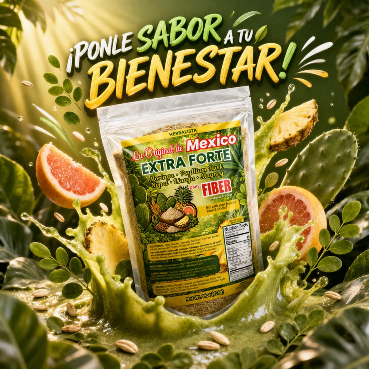 HERBALISTA La Original de Mexico Extra Forte Daily Fiber Powder, 16 oz