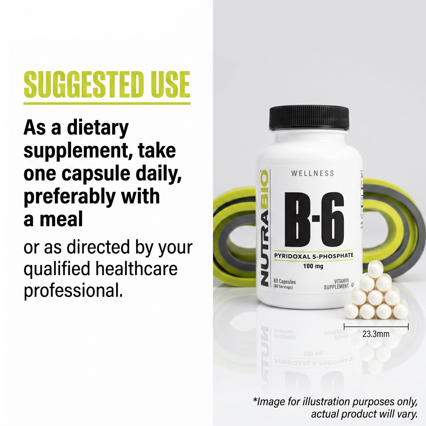 NutraBio Vitamin B6 P5P (Pyridoxal 5-Phosphate) Vitamin B6 100mg per Serving, 60 Capsules