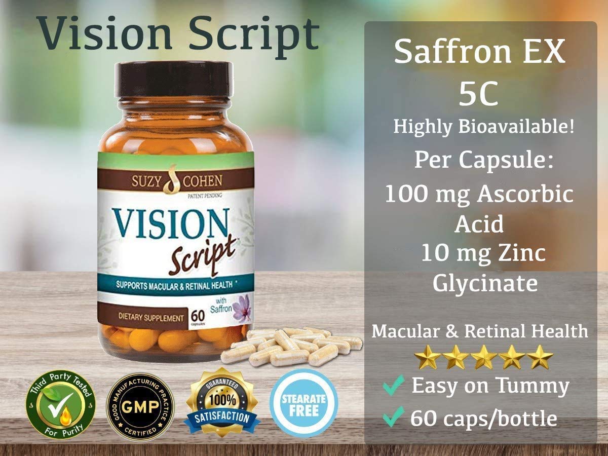 Script Essentials Vision Script with Saffron for Macular and Retinal Eye Health Capsule 1 Count