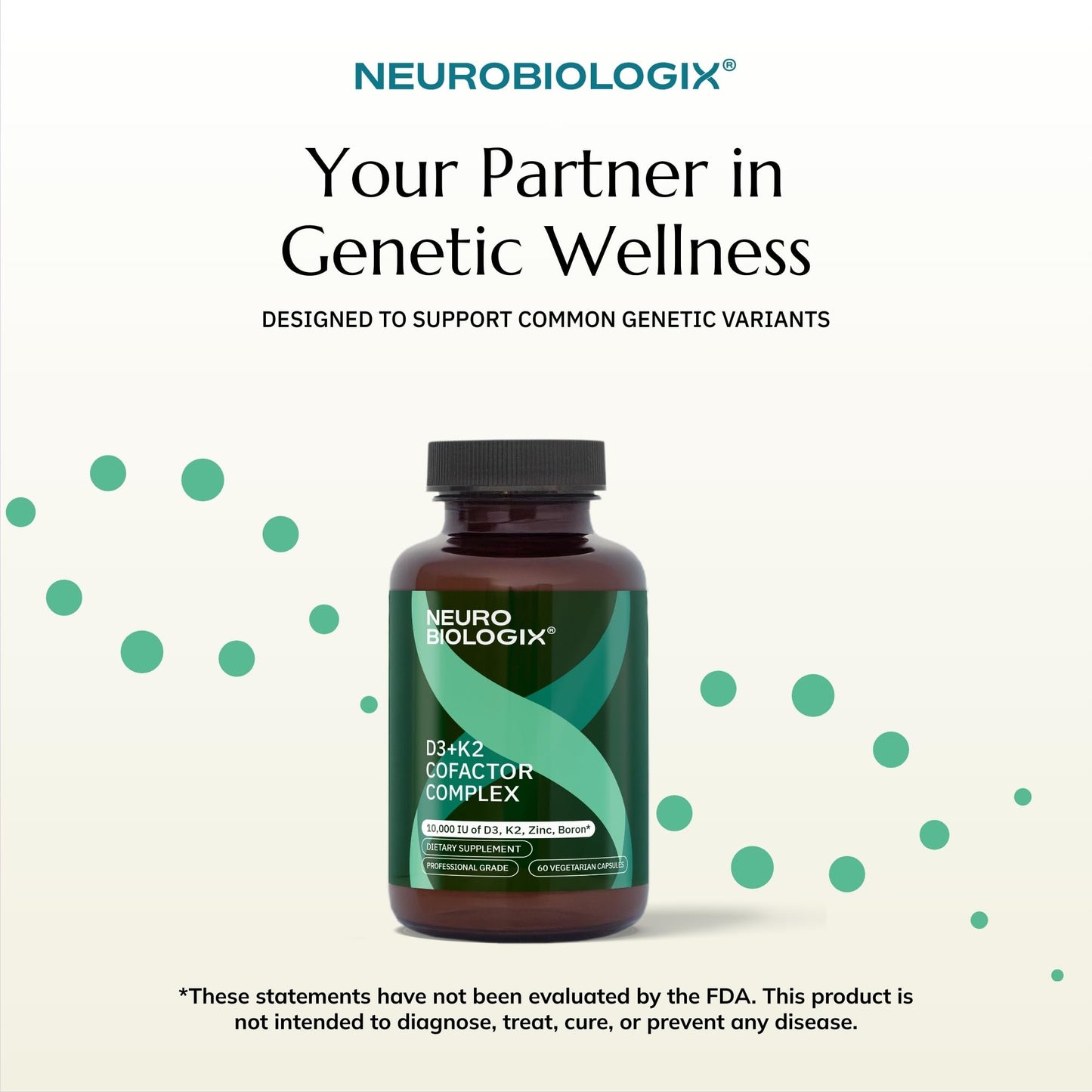 Neurobiologix Vitamin D3 + K2 Cofactor Complex, 10,000 IU, 60 Capsules