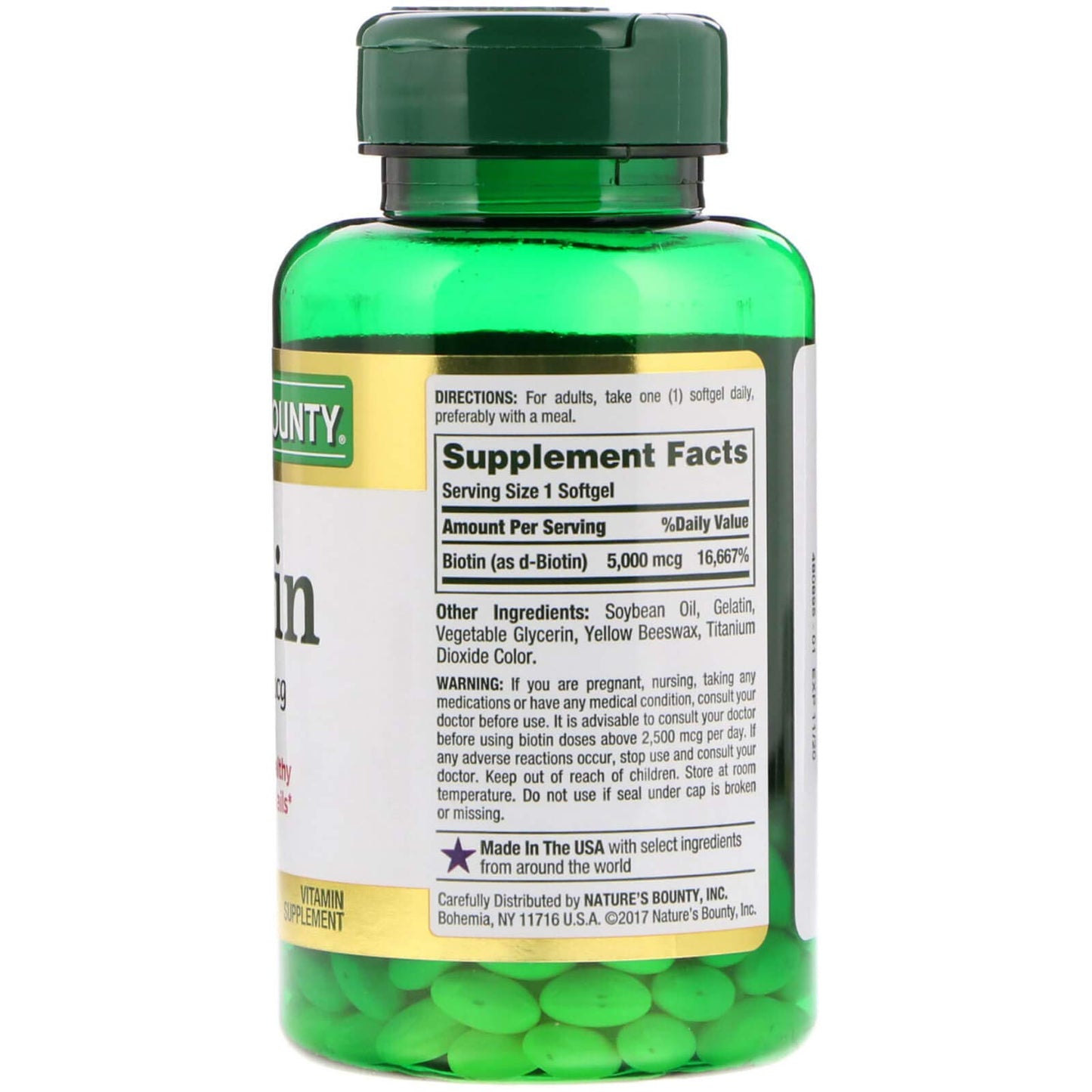 Nature's Bounty Biotin 5000mcg Softgels 450