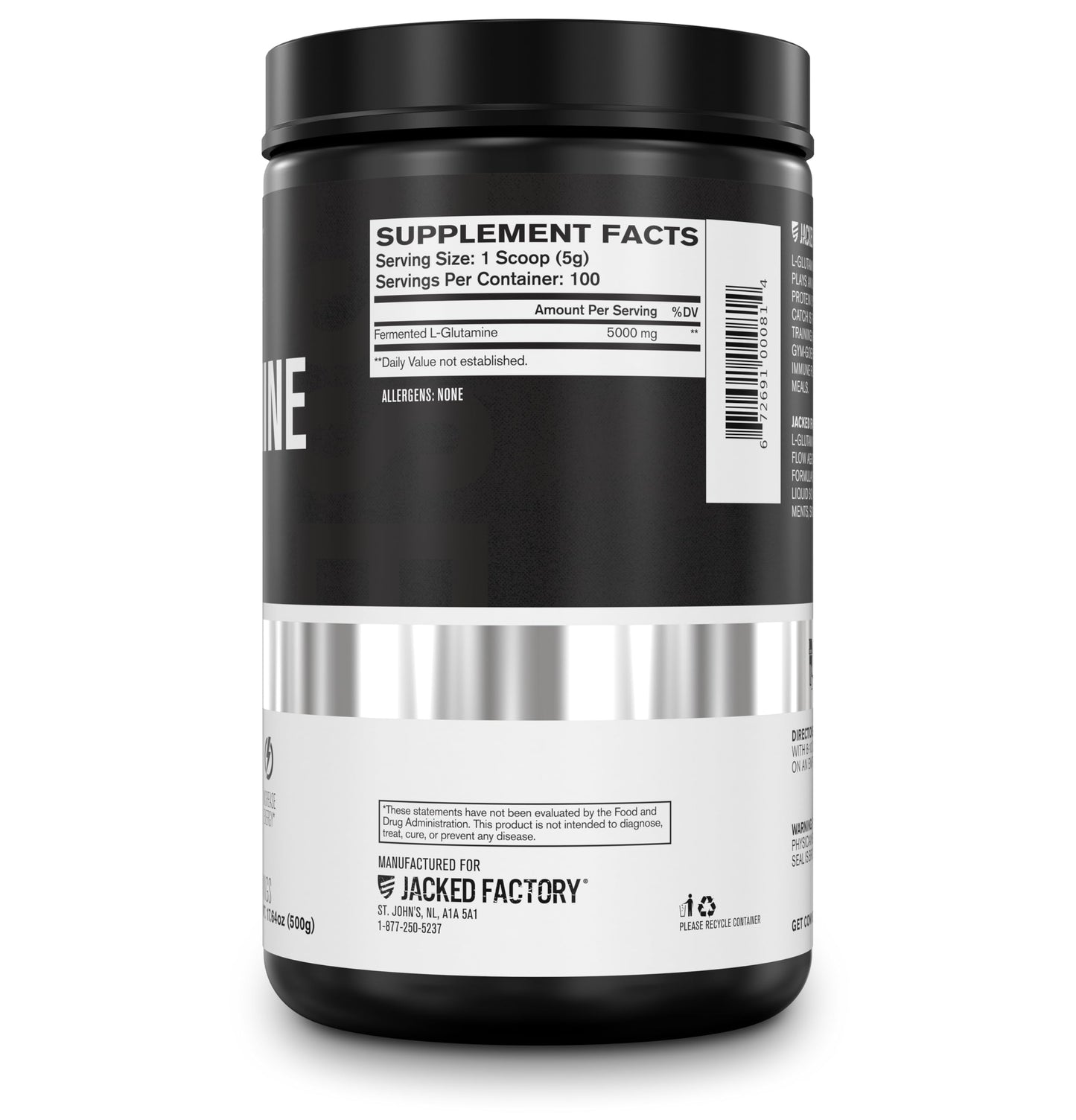 Jacked Factory L-Glutamine Powder 100 Servings