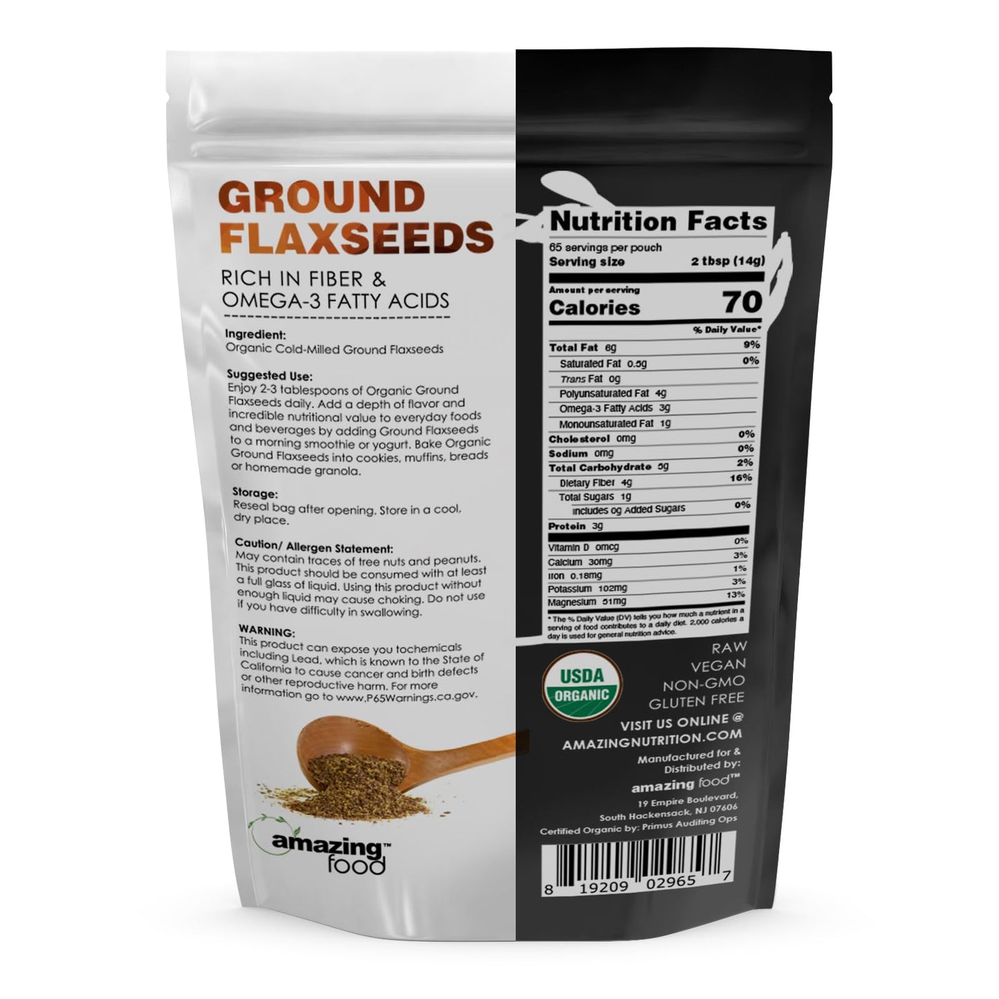 Amazing Nutrition Ground Flaxseed Powder 32 oz