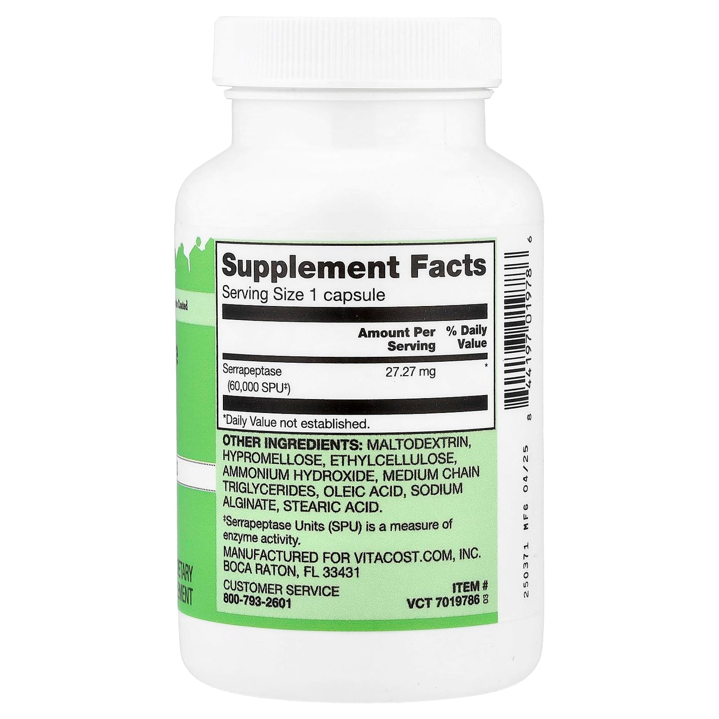 Vitacost Serrapeptase Enzyme Capsules 60