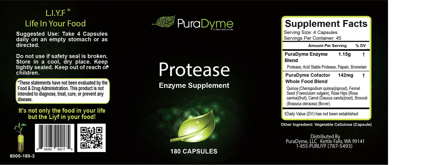 PuraDyme Protease Capsules 180 Capsules