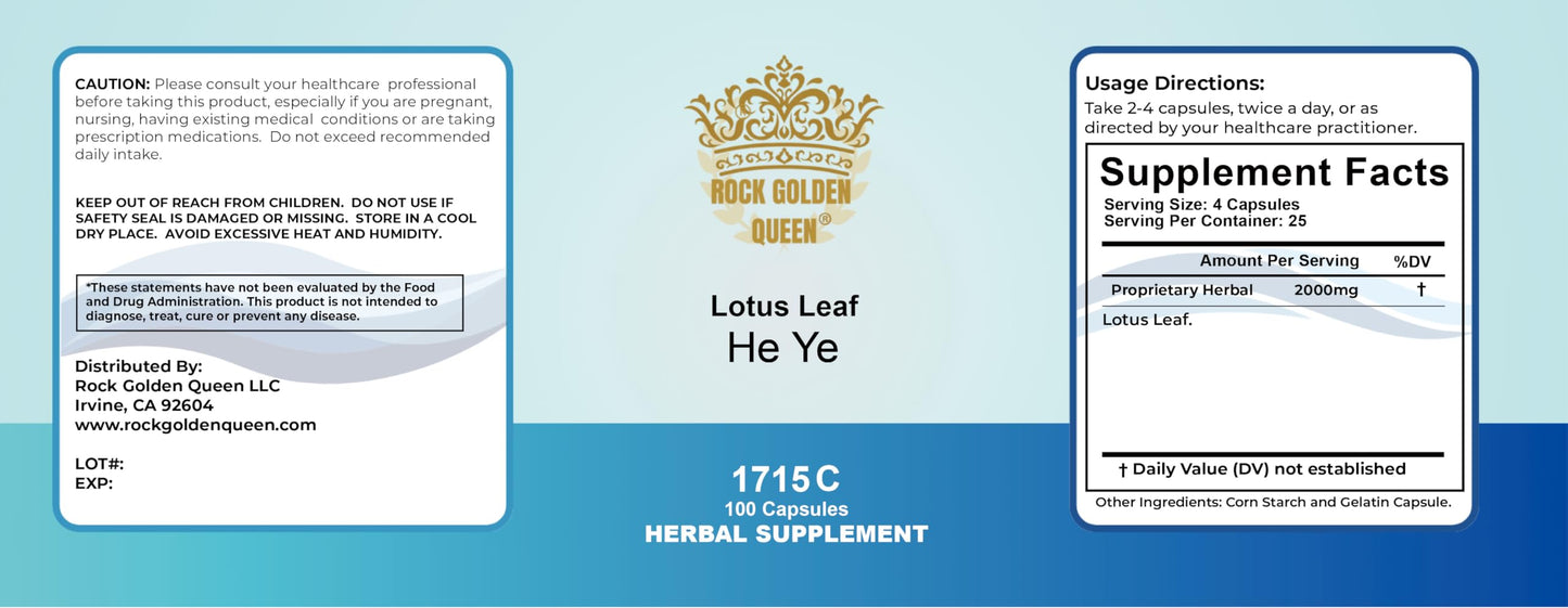 Rock Golden Queen He Ye, Lotus Leaf (Raw) 100 Capsules