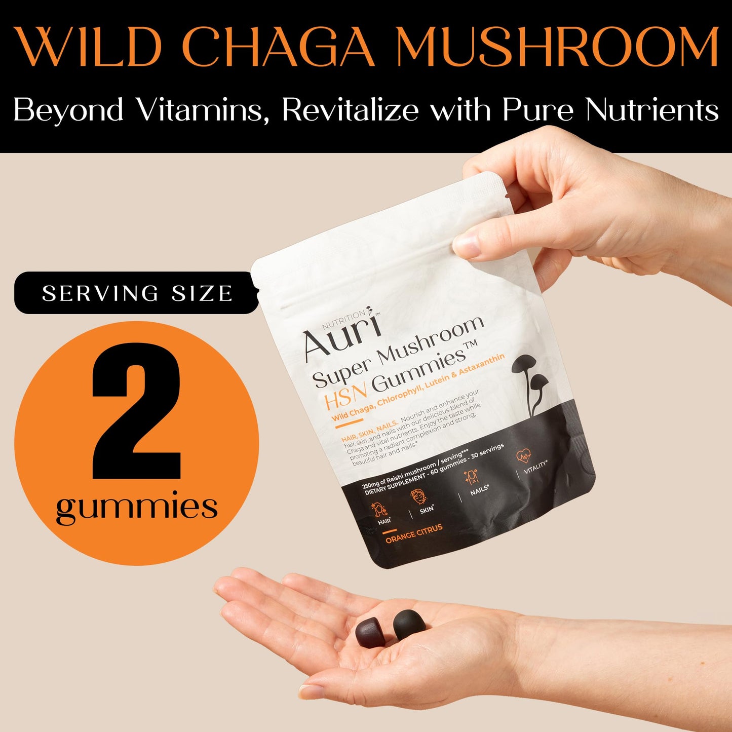Auri Super Mushroom HSN Gummies Gummy 60 Count