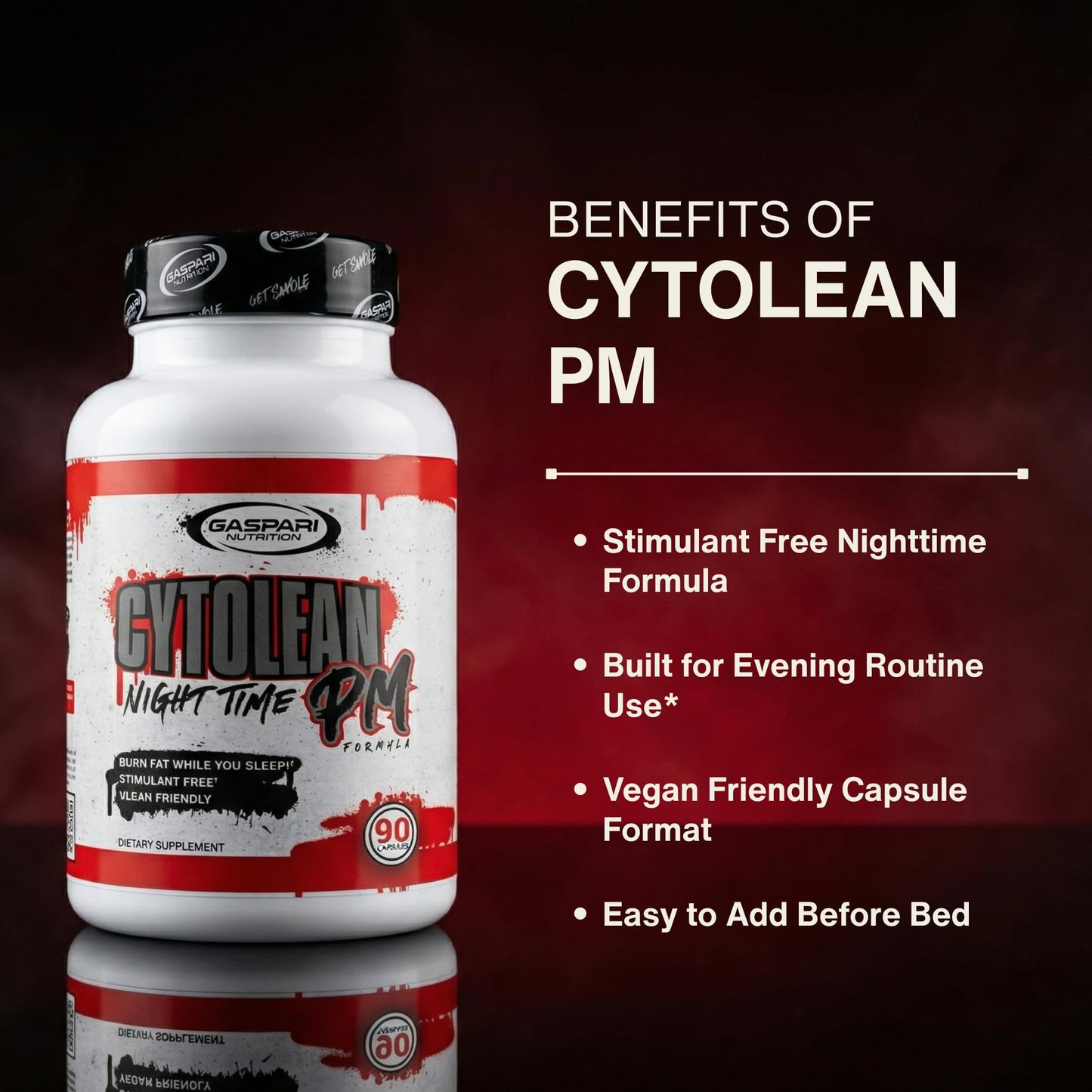 Gaspari Nutrition Cytolean PM: Nighttime Fat Burner with Melatonin Sleep Support, Stress Reduction, Stimulant Free, Vegan Friendly 90 Capsules