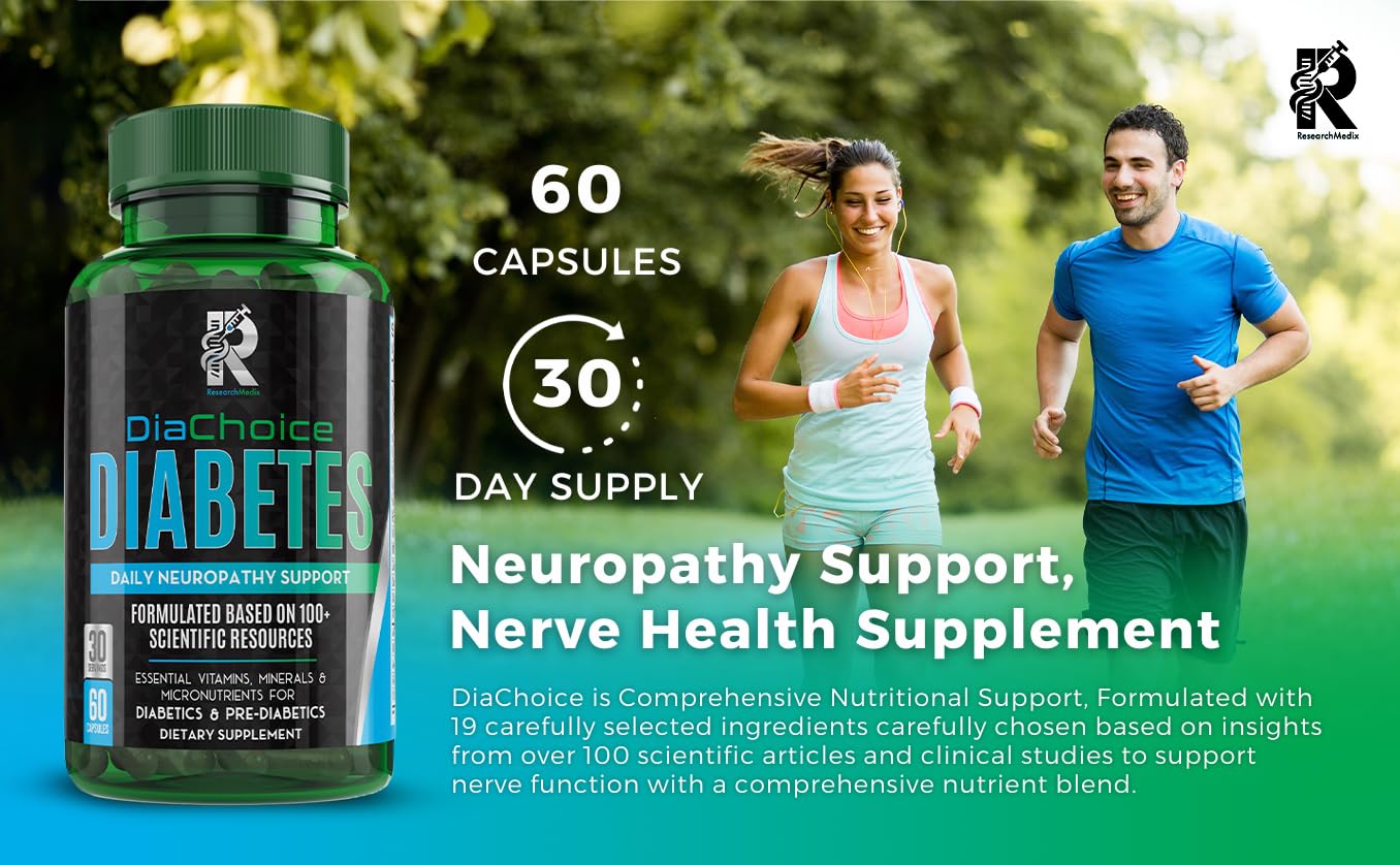 ResearchMedix DiaChoice Neuropathy Support with Alpha Lipoic Acid 600 mg Capsule, 60 Count