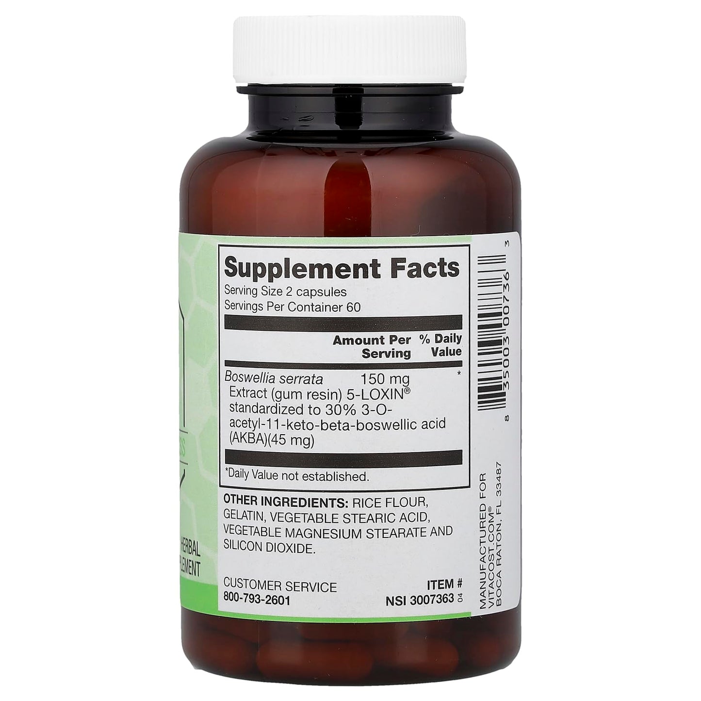 Vitacost Synergy 5-Loxin Boswellia Serrata Extract Capsule, 120 Count