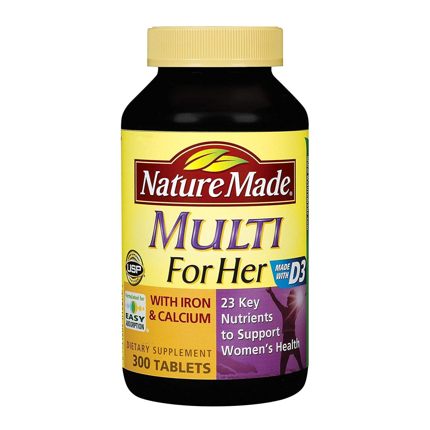 Nature Made Multi Vitamins for Her with Iron and Calcium and 23 Key Nutrients to Support Women's Health Tablets, 300 Count