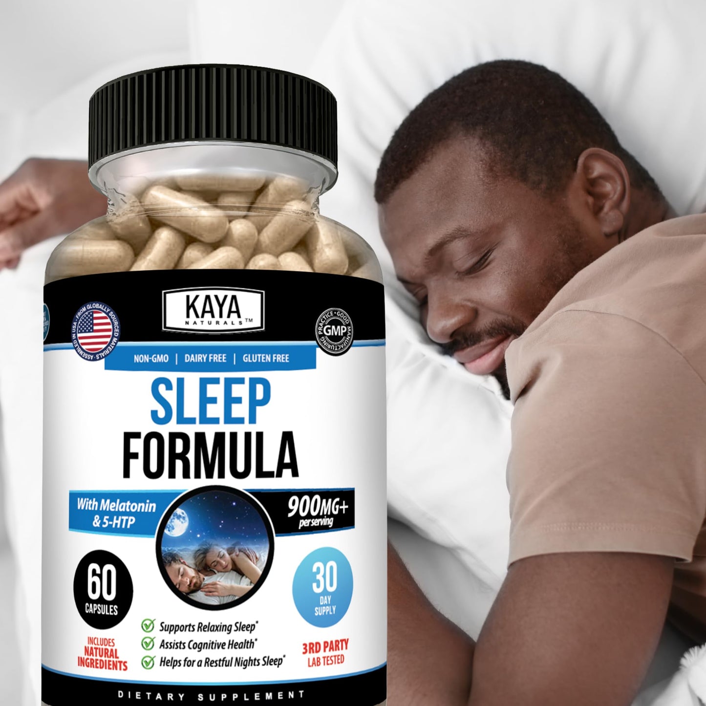 Kaya Naturals Sleep Support Formula with Melatonin, 60 Capsules