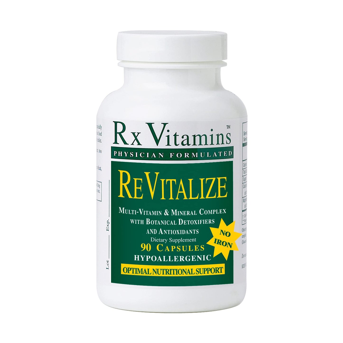 Rx Vitamins ReVitalize with No Iron Dietary Supplement 90 Capsules