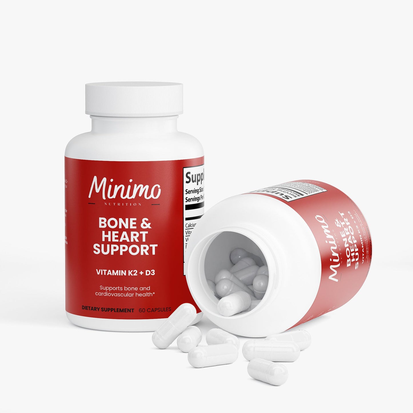 Minimo Nutrition Bone & Heart Support K2 + D3 Capsules, 60 Count