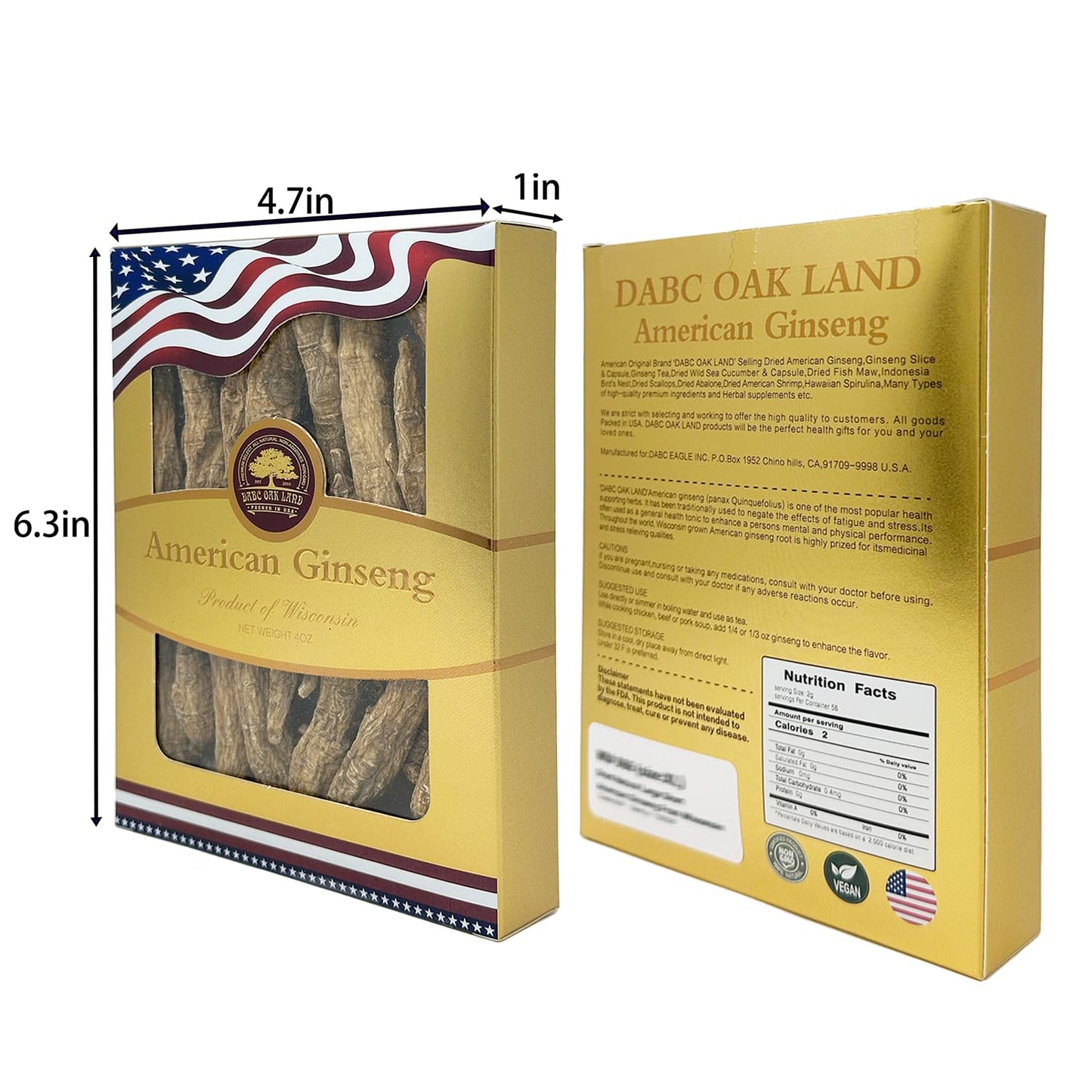 DABC OAK LAND American Ginseng from Wisconsin Tablets 16