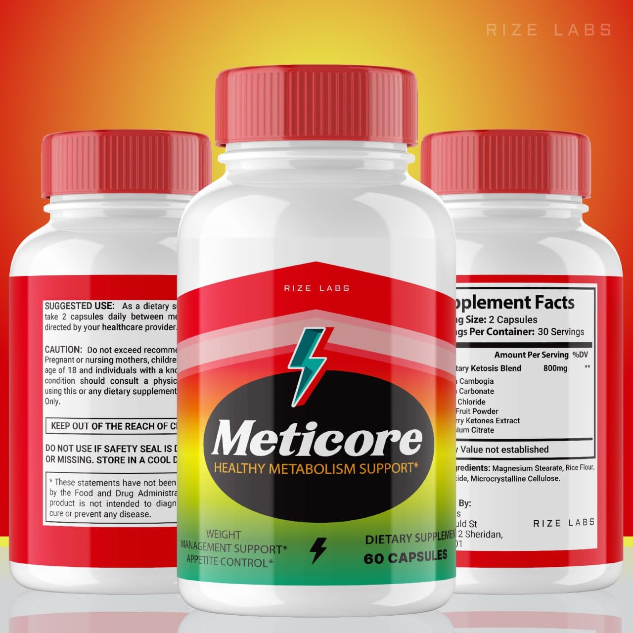 rize labs Meticore Weight Loss Supplement Capsules, 60 Count