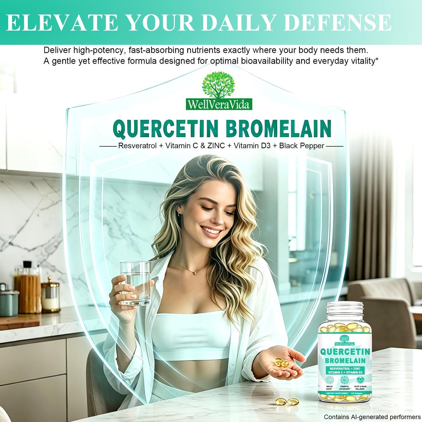 WellVeraVida Quercetin with Bromelain Softgel 2 Count