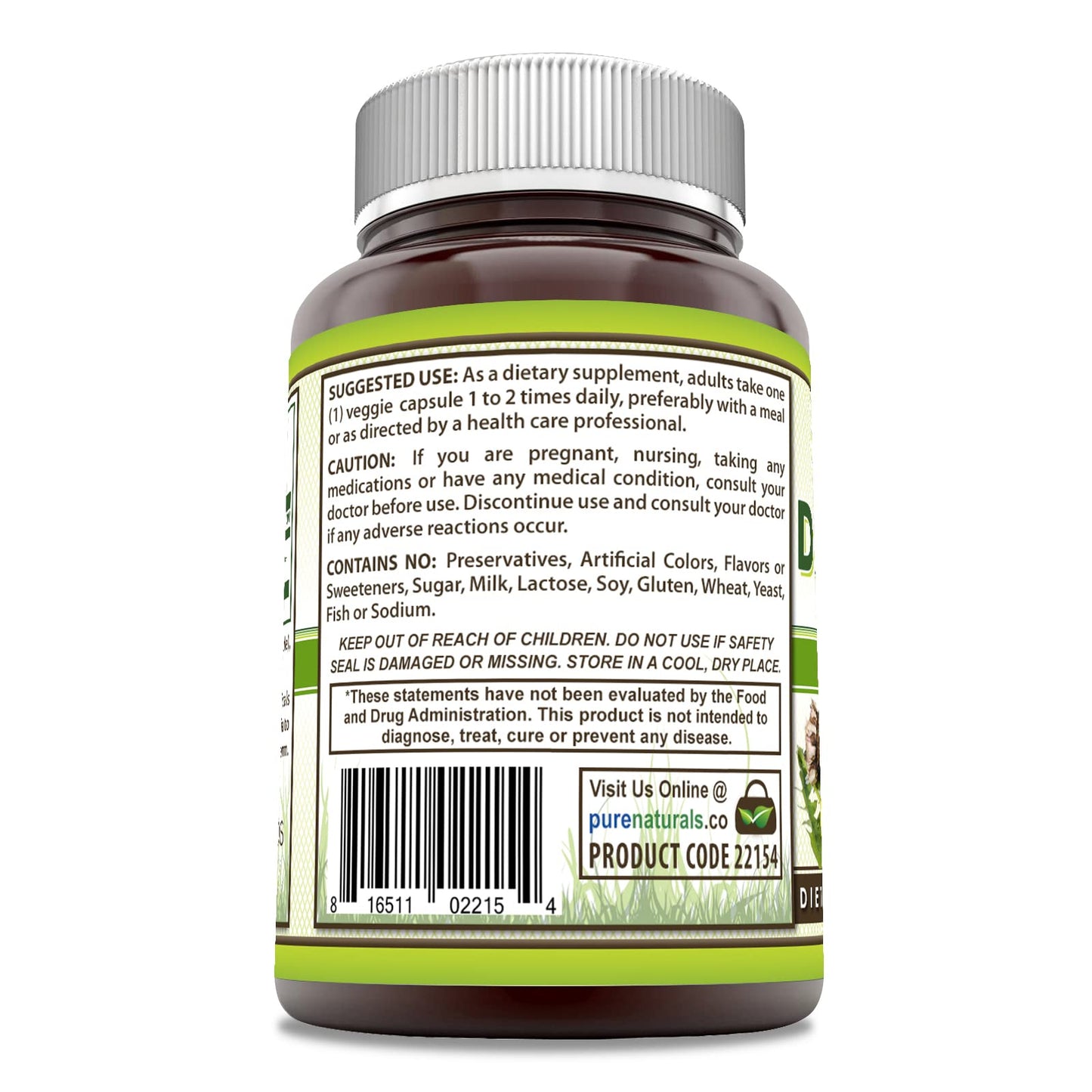 Pure Naturals Dandelion Root 520 mg Per Serving 120 Veggie Capsules