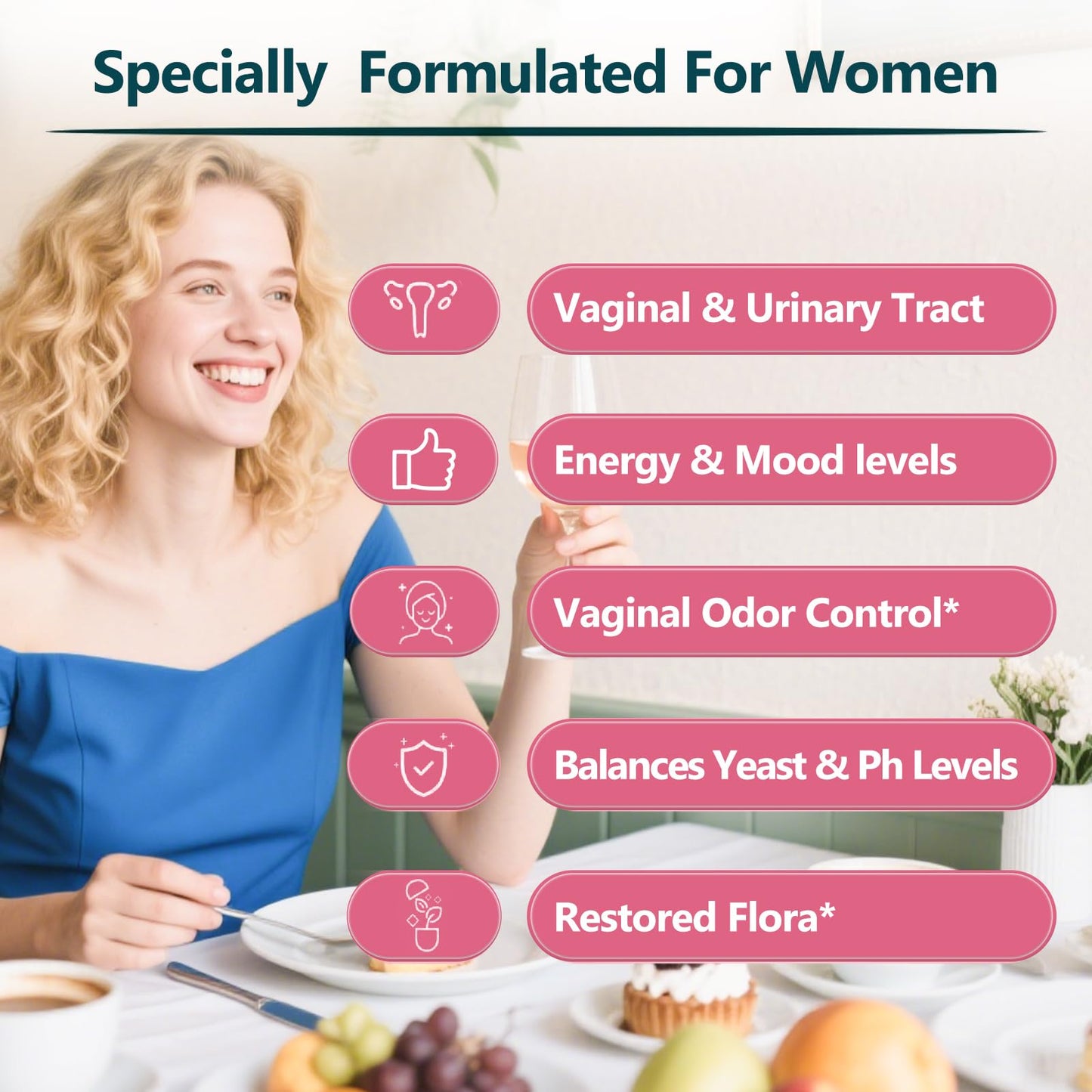 KTT Probiotics Women Vaginal Probiotics URO Viginal Probiotic Prebiotics and Probiotics for Feminine Health 5B CFU 4 Strains Lactobacillus pH Balance Gut & Immune Support Shelf Stable 180 Capsules
