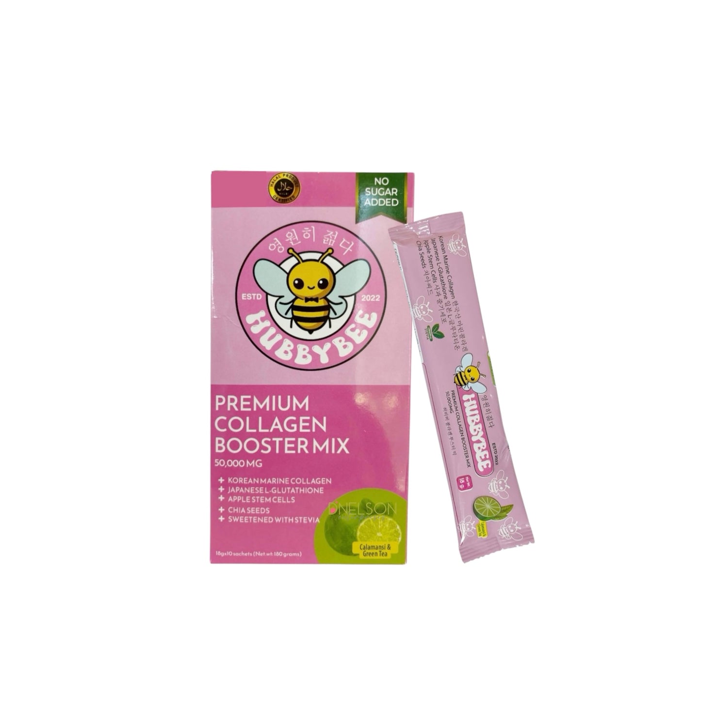 Tala Glow Hubby Bee Premium Collagen Booster Mix Powder, Calamansi & Green Tea, 10 Sachets (18g Each)