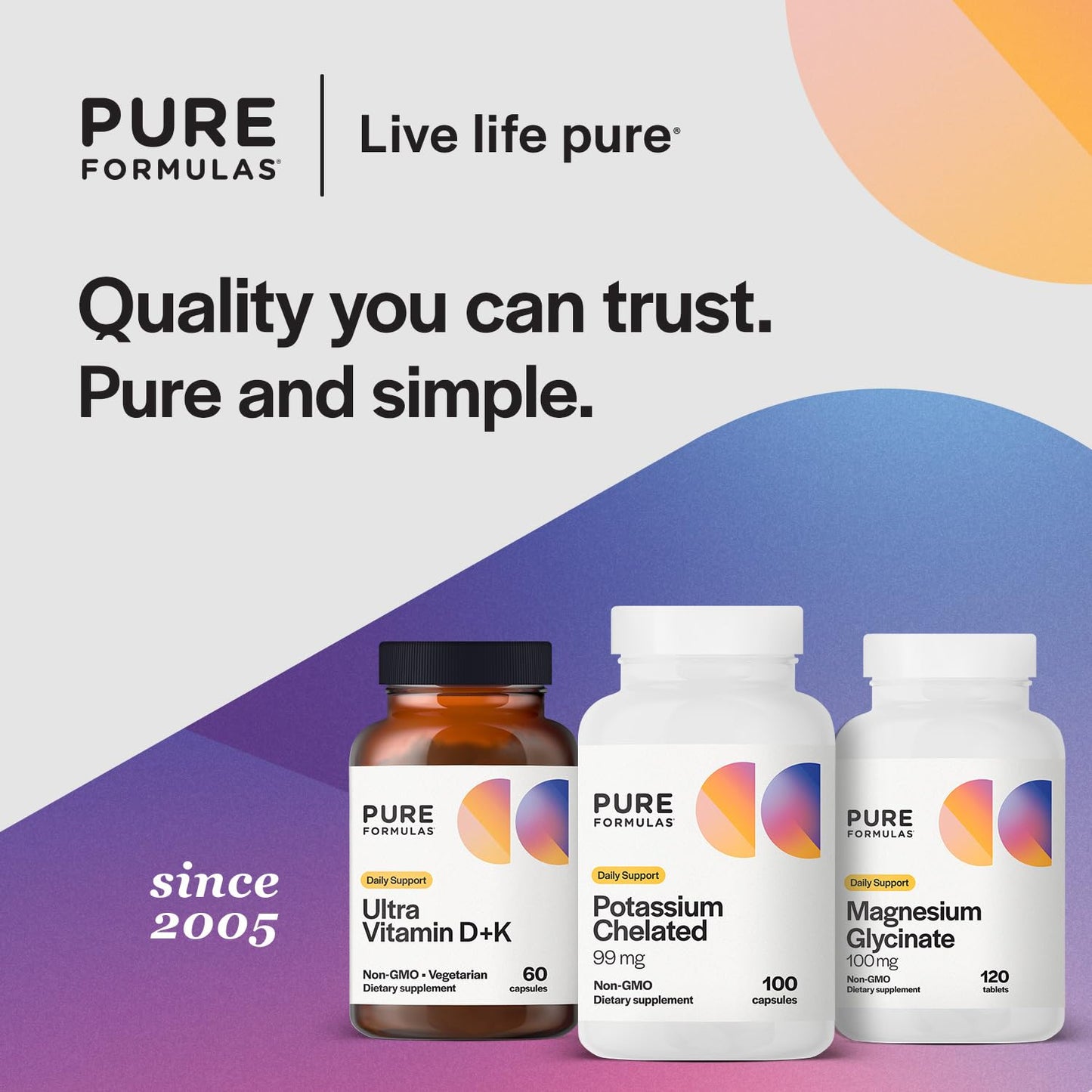 PureFormulas Potassium Supplement Chelated 99 mg Highly Absorbable Pure Potassium Formula for Energy, Nerve, Muscle, Kidney, Heart, and Skeletal Support, Non-GMO, 100 Vegetarian Capsules