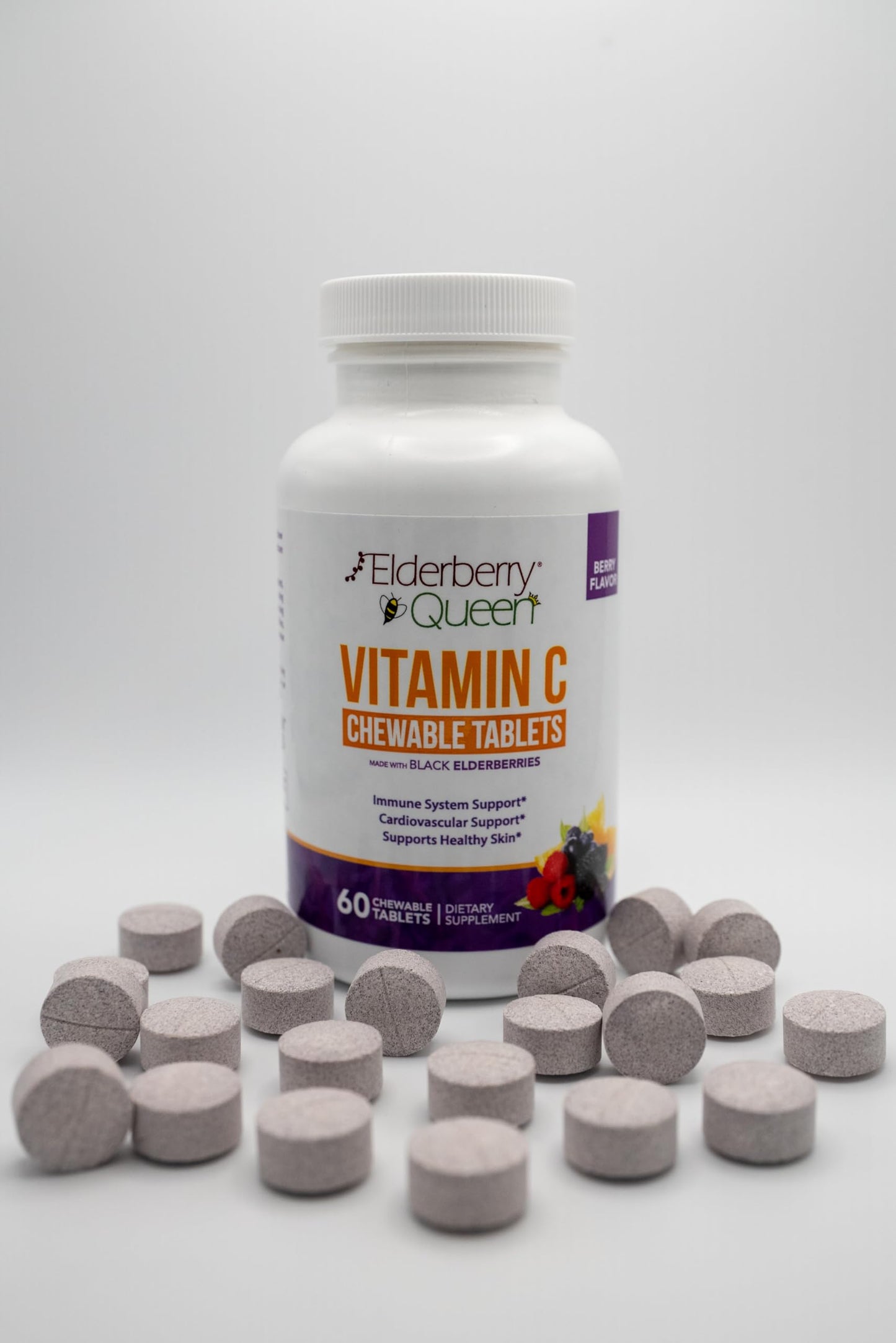Elderberry Queen Vitamin C 500mg Tablet, Immune Boost & Antioxidant Support, 60 Count