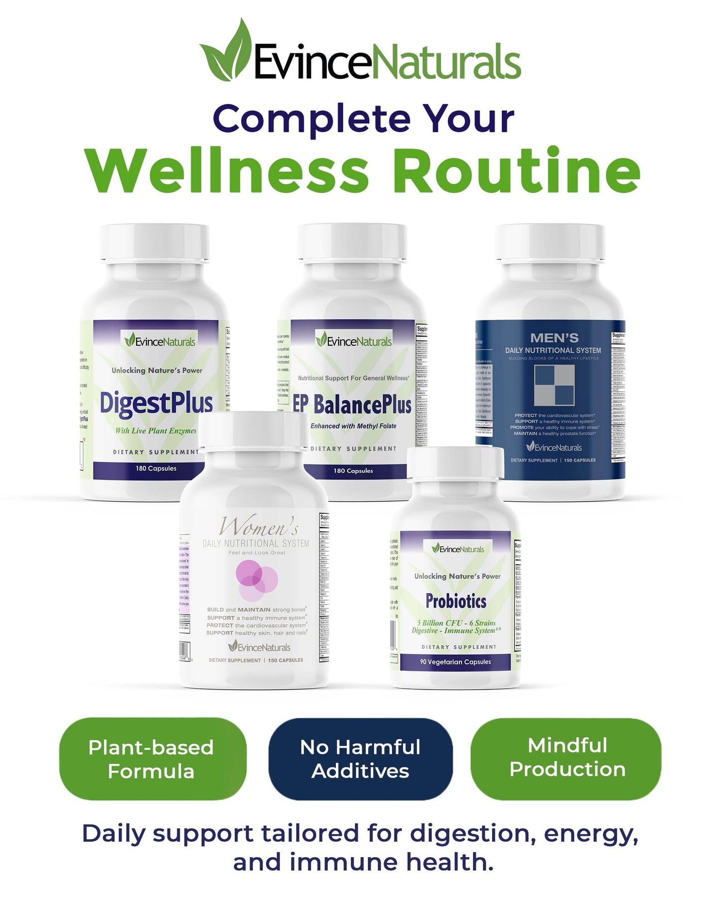 EvinceNaturals DigestPlus Digestive Enzymes Capsules, 180 Capsules