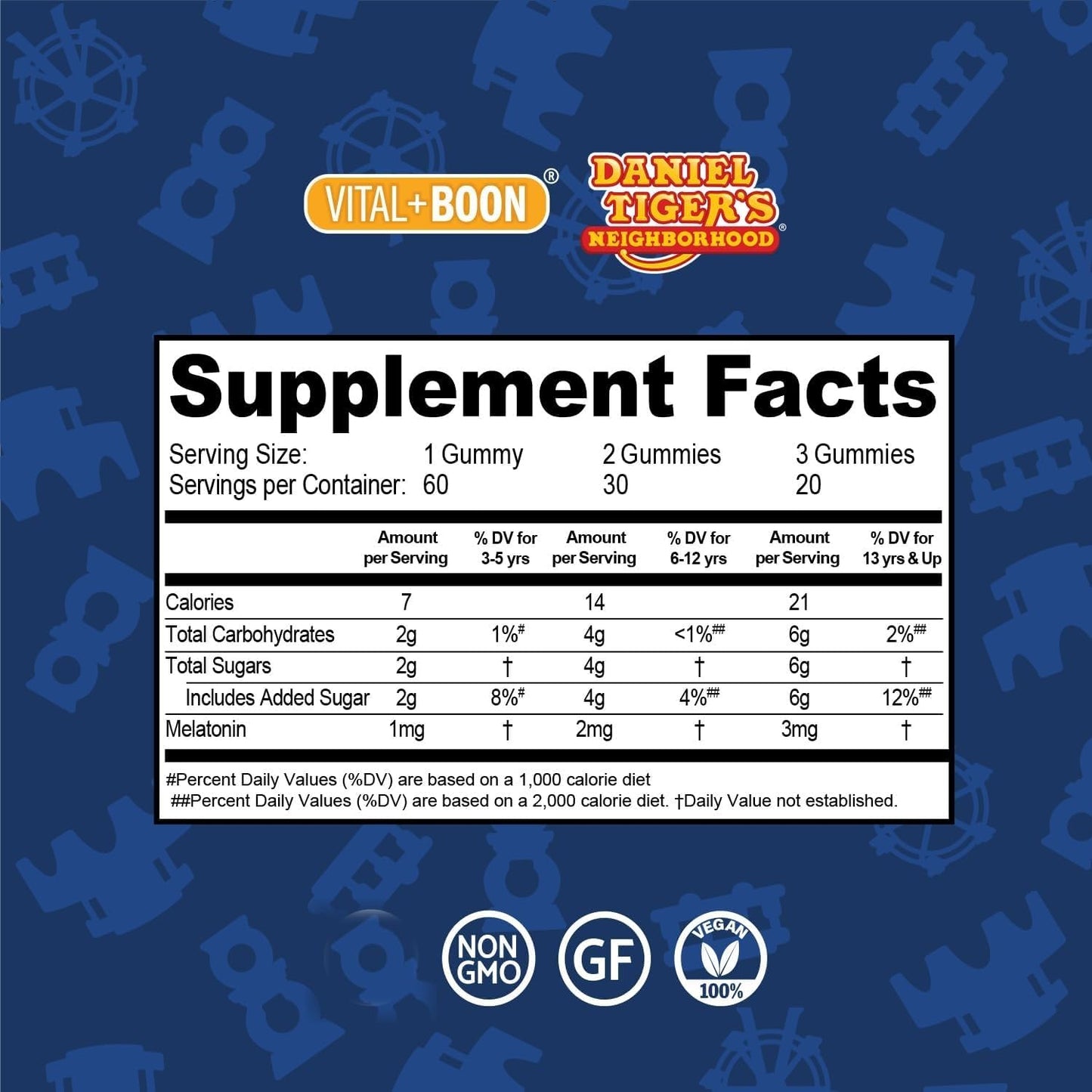 Vital+Boon Daniel Tiger Kids Melatonin Gummies, Gummy, 60 Count