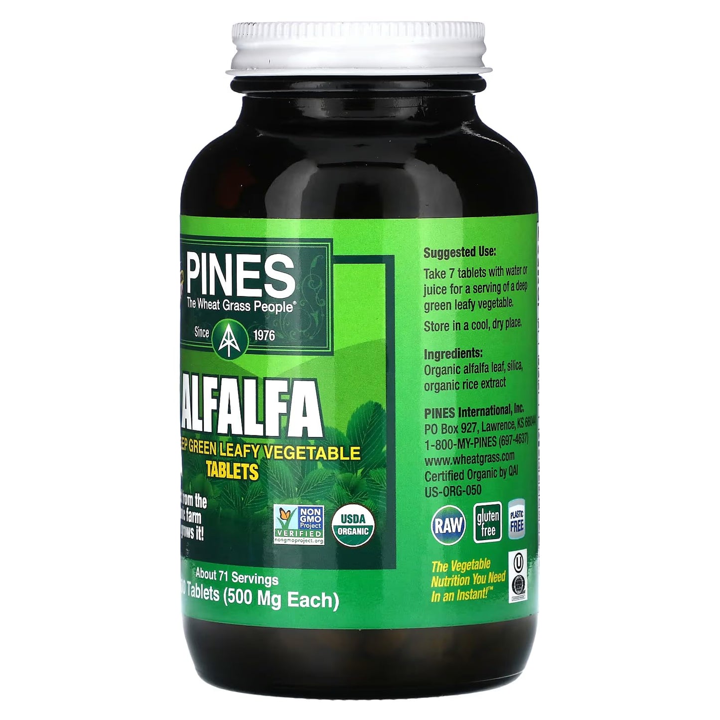 Pines Alfalfa Organic Tablets 500 Tablets